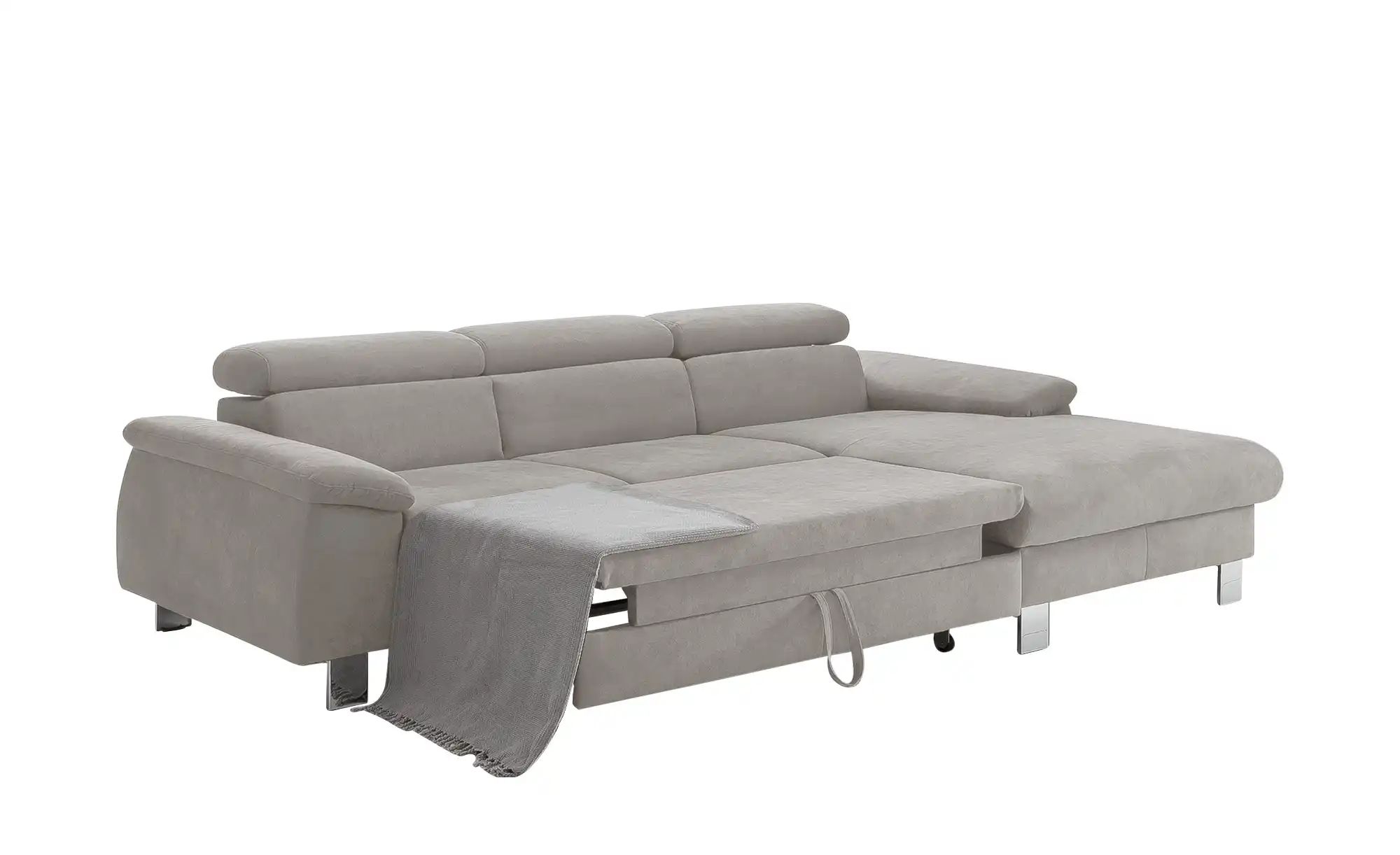 Thumbnail - uno Ecksofa aus Velours Micky ¦ grau ¦ Maße (cm): B: 244 H: 72 T: 166.0 Polstermöbel > Sofas > Ecksofas - Höffner