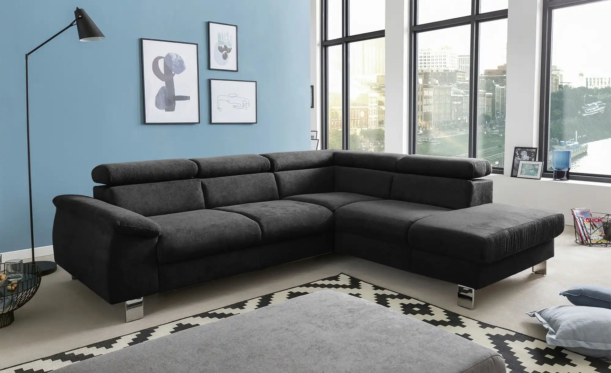 Thumbnail - uno Ecksofa  Micky ¦ schwarz ¦ Maße (cm): B: 249 H: 72 T: 207.0 Polstermöbel > Sofas > Ecksofas - Höffner