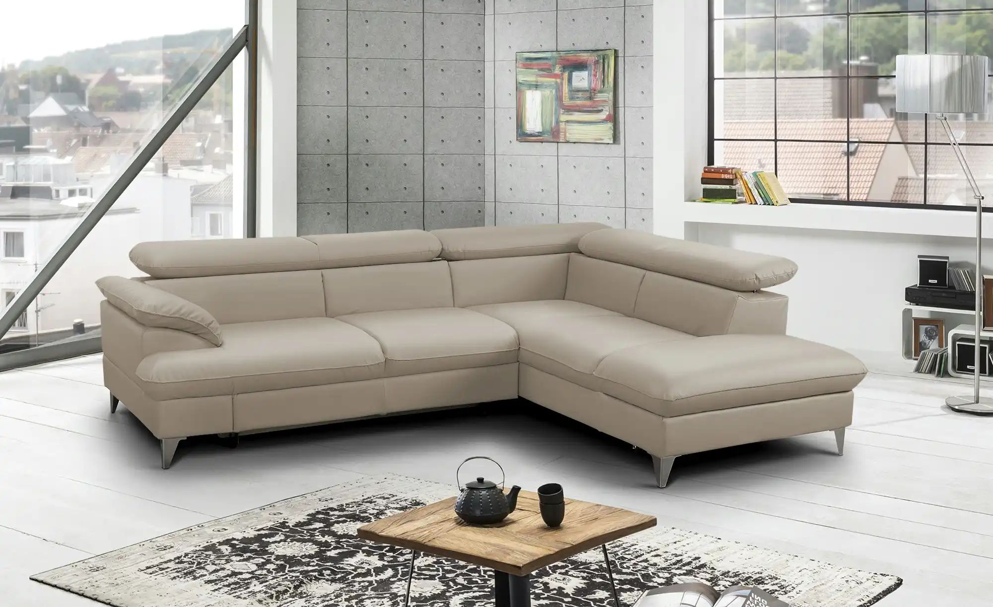Thumbnail - uno Ecksofa aus Kunstleder David ¦ beige ¦ Maße (cm): B: 256 H: 74 T: 208.0 Polstermöbel > Sofas > Ecksofas - Höffner