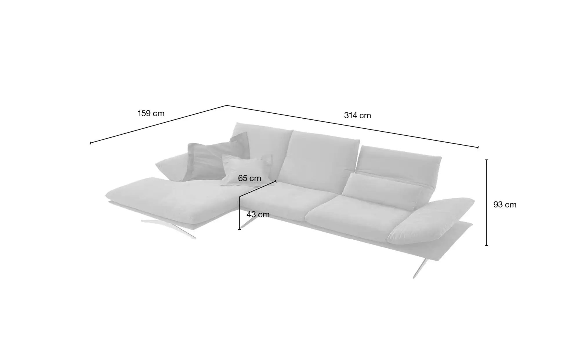 KOINOR Ecksofa aus Flachgewebe Francis ¦ beige ¦ Maße (cm): B: 314 H: 93 T: günstig online kaufen