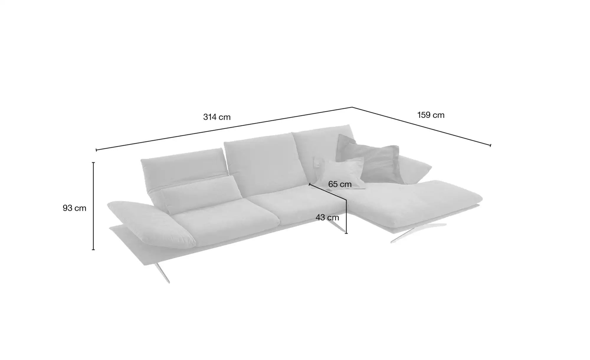 KOINOR Ecksofa aus Flachgewebe Francis ¦ grün ¦ Maße (cm): B: 314 H: 93 T: günstig online kaufen