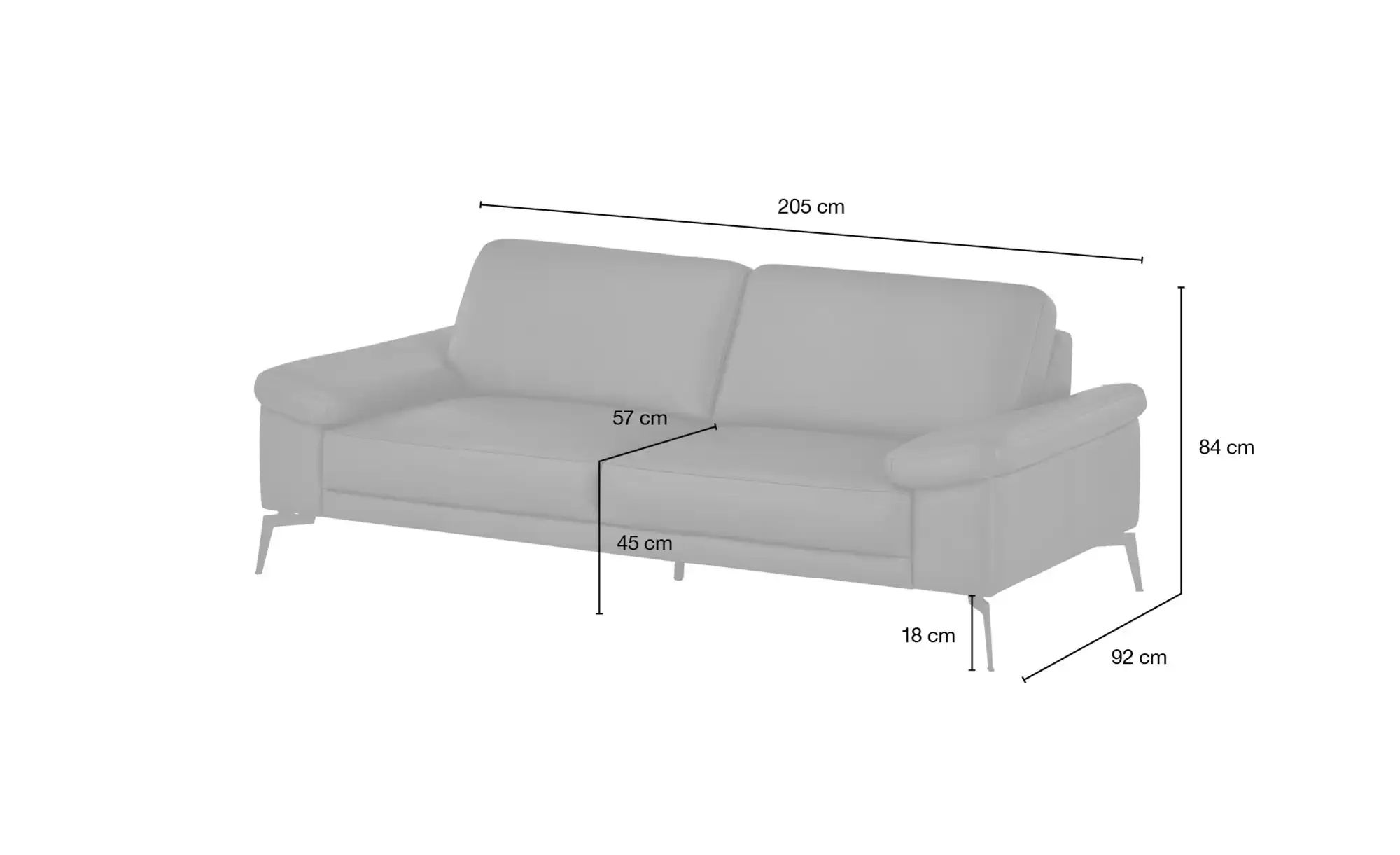 uno Einzelsofa  Spring ¦ braun ¦ Maße (cm): B: 205 H: 84 T: 92 Polstermöbel günstig online kaufen