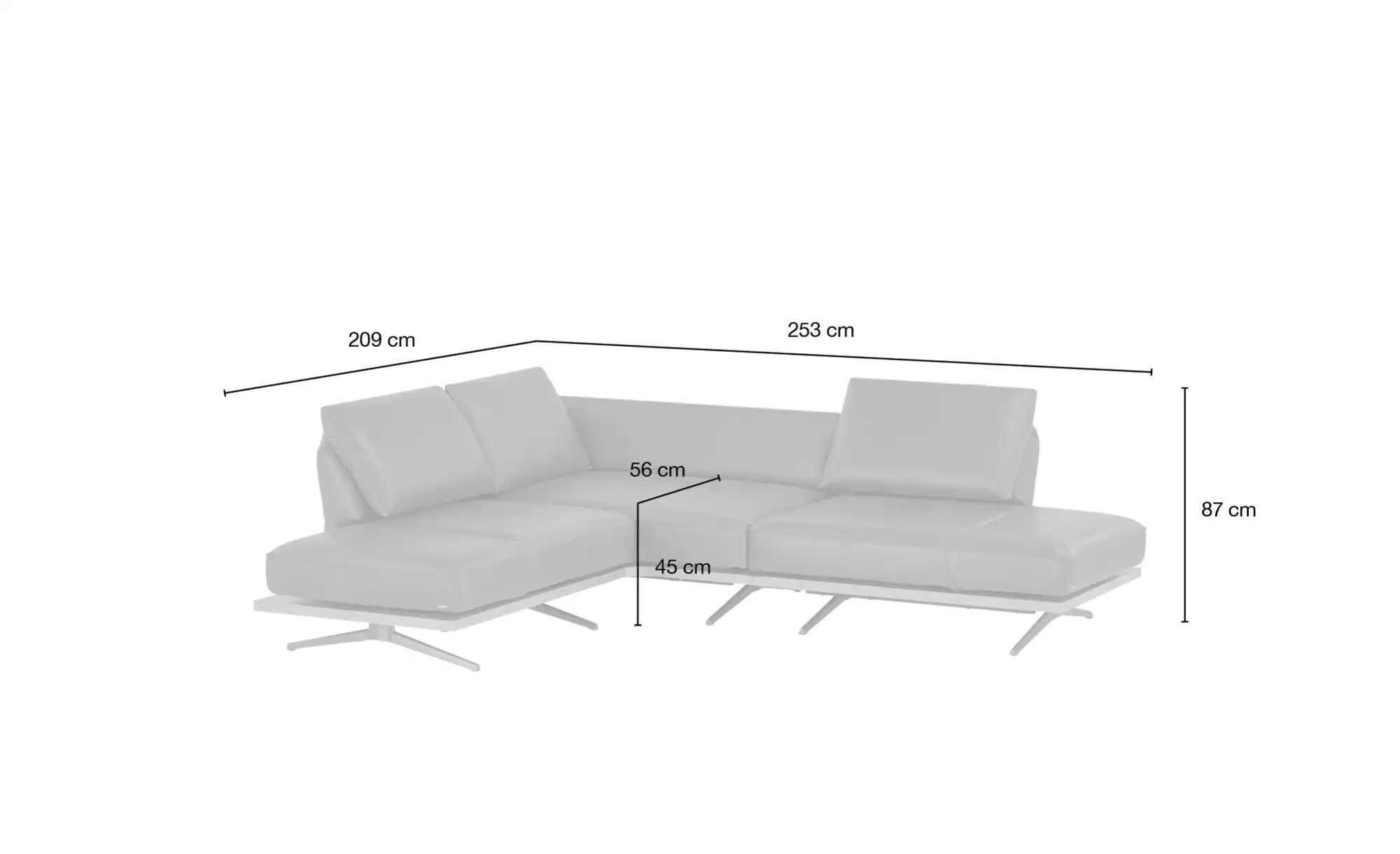 Thumbnail - KOINOR Ecksofa Phoenix ¦ blau ¦ Maße (cm): B: 253 H: 87 T: 209.0 Polstermöbel > Sofas > Ecksofas - Höffner