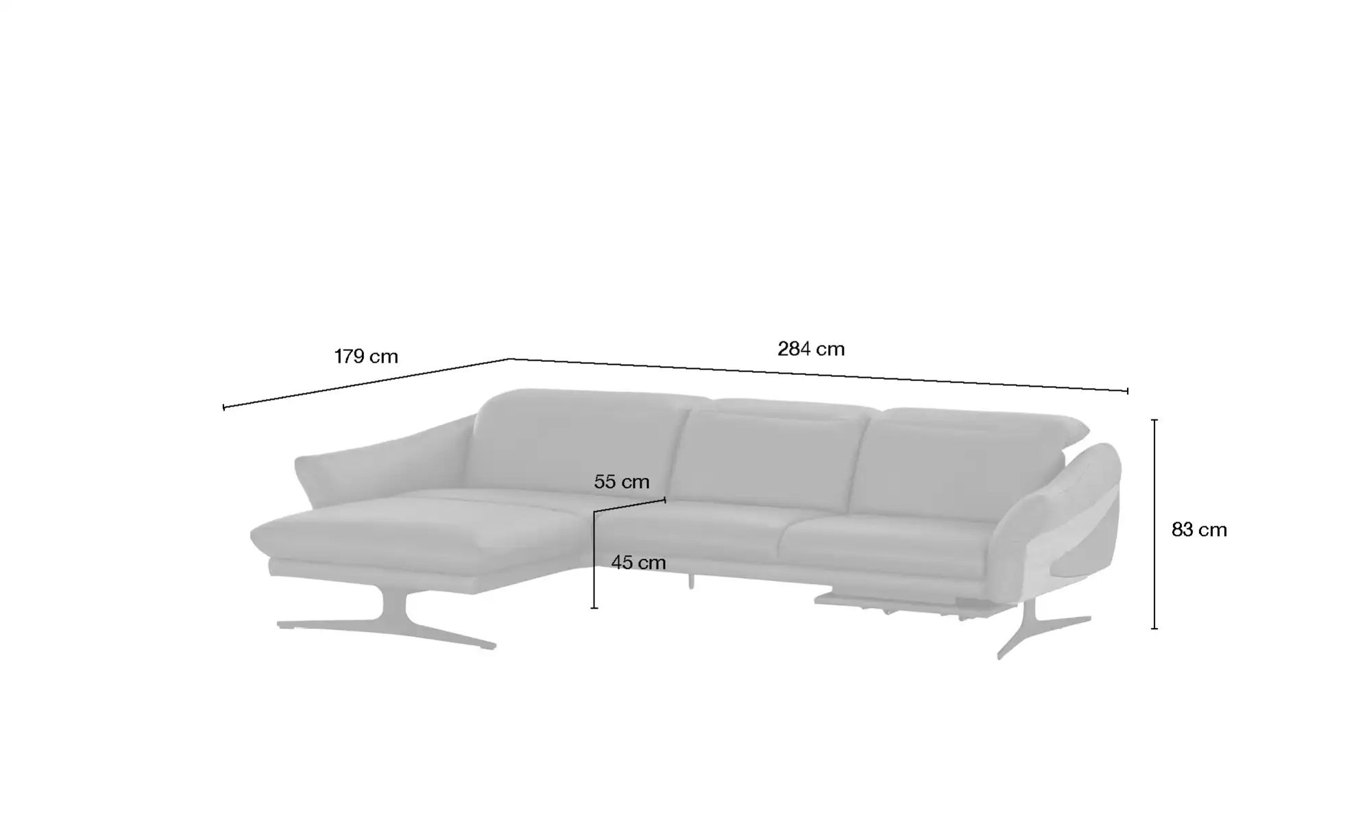 himolla Ecksofa aus Echtleder 1059 ¦ gelb ¦ Maße (cm): B: 284 H: 83 T: 179 günstig online kaufen