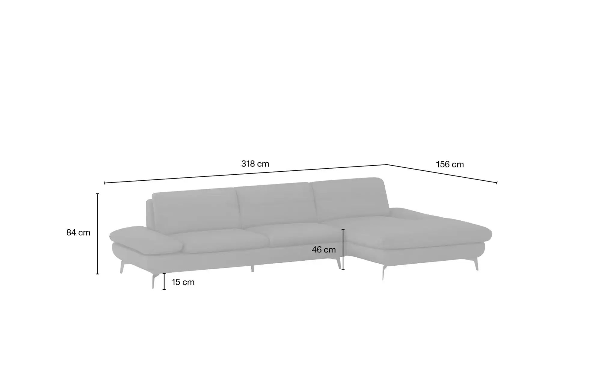 Wohnwert Ecksofa  Amarena ¦ schwarz ¦ Maße (cm): B: 311 H: 81 T: 150 Polste günstig online kaufen