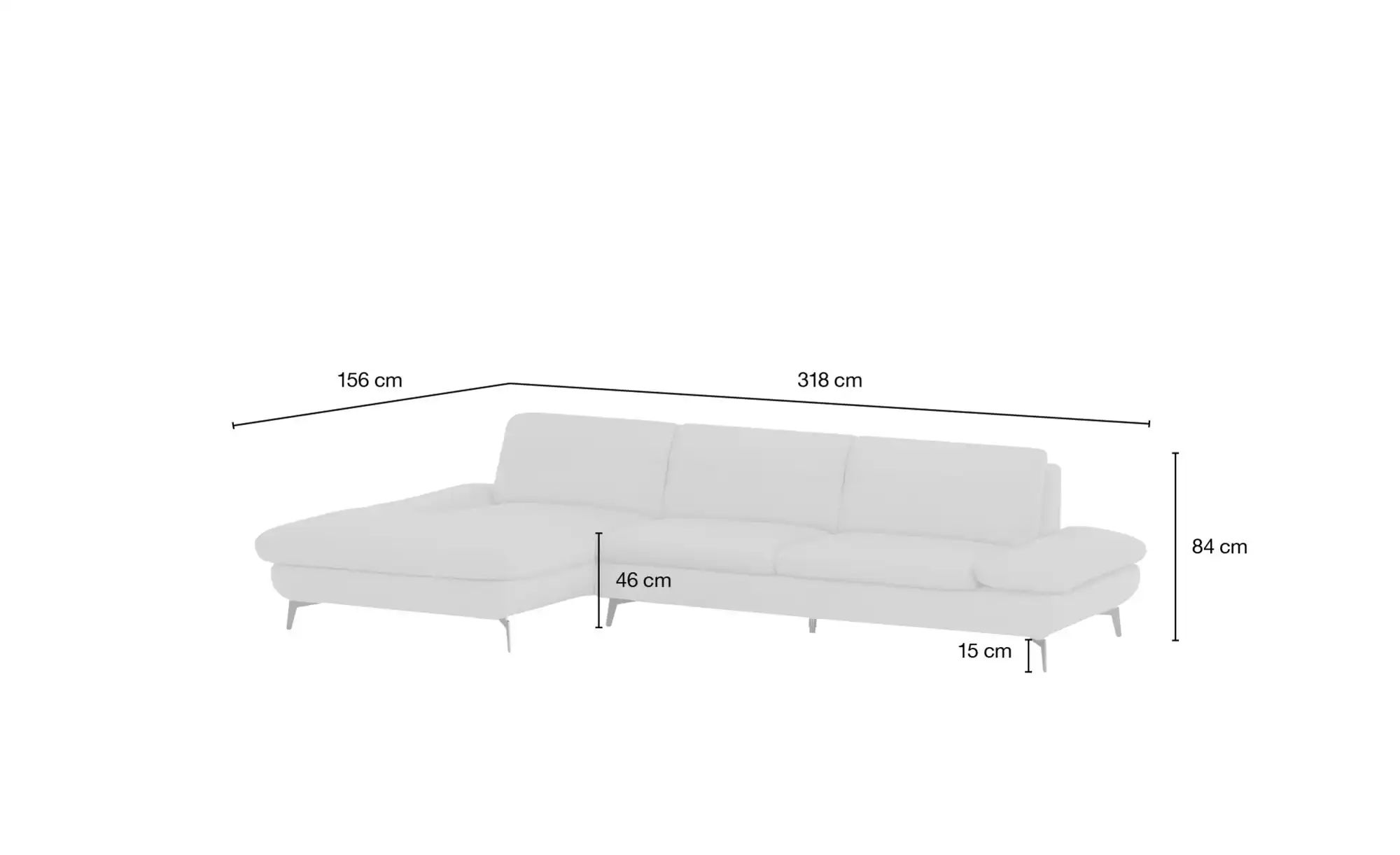 Thumbnail - Wohnwert Ecksofa Amarena ¦ grau ¦ Maße (cm): B: 311 H: 81 T: 150.0 Polstermöbel > Sofas > Ecksofas - Höffner