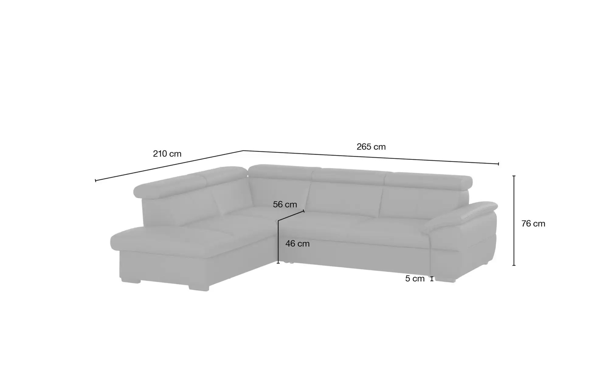 uno Ecksofa aus Echtleder Town ¦ braun ¦ Maße (cm): B: 264 H: 76 T: 210 Pol günstig online kaufen