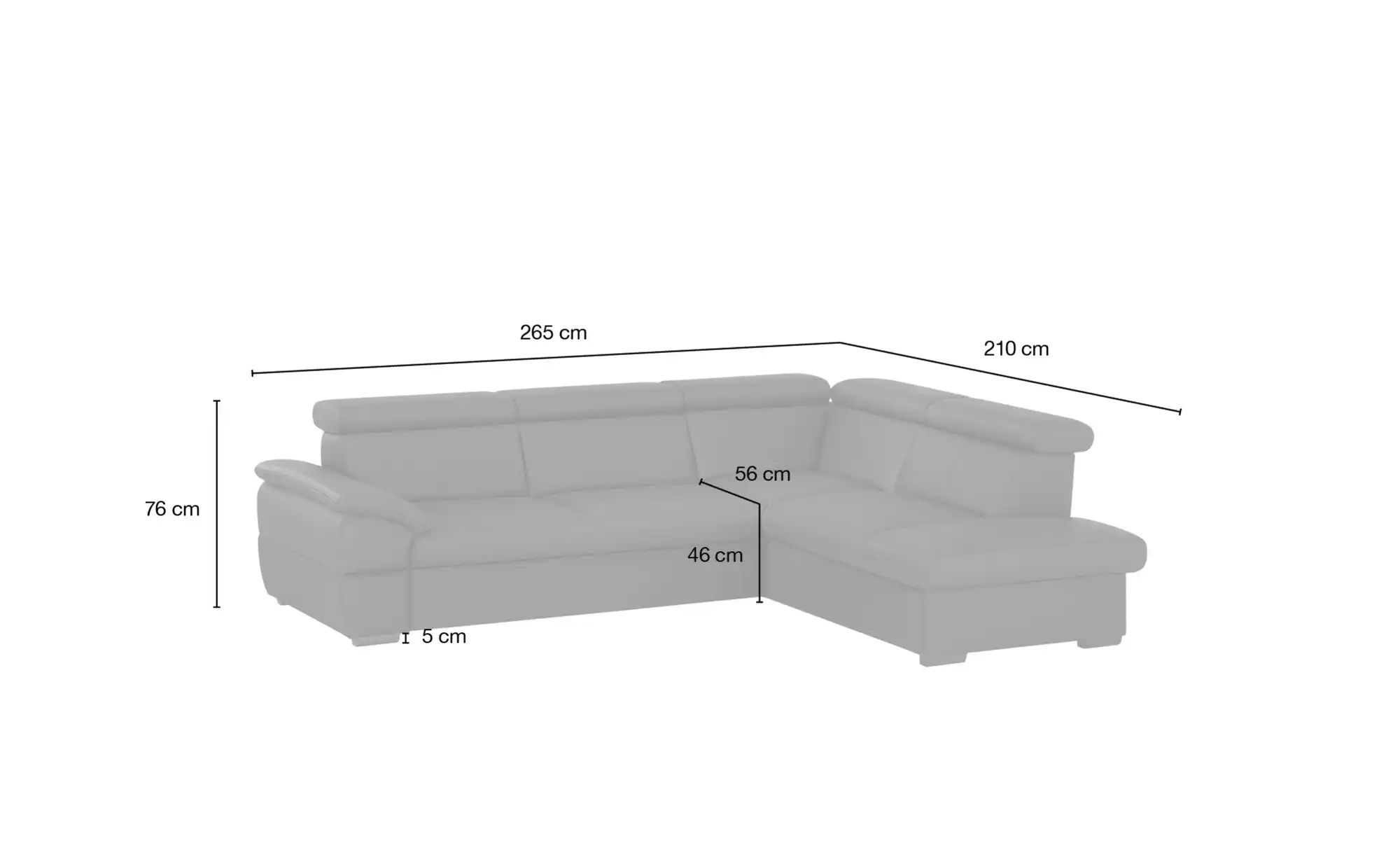 uno Ecksofa aus Echtleder Town ¦ beige ¦ Maße (cm): B: 264 H: 76 T: 210 Pol günstig online kaufen