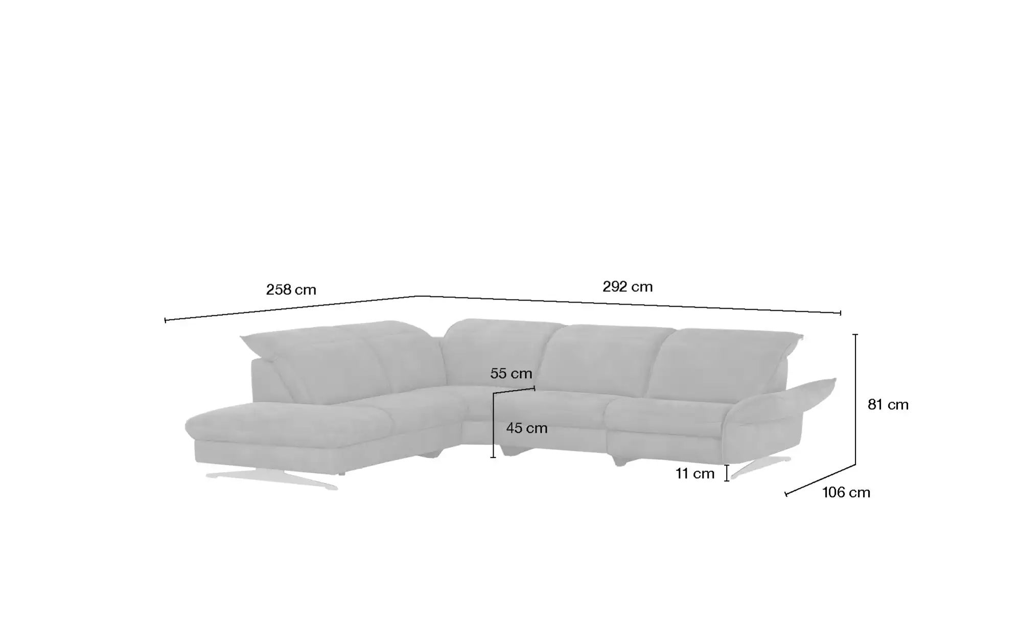 Thumbnail - Mein Sofa bold Ecksofa Michelle ¦ rot ¦ Maße (cm): B: 292 H: 81 T: 258.0 Polstermöbel > Sofas > Ecksofas - Höffner