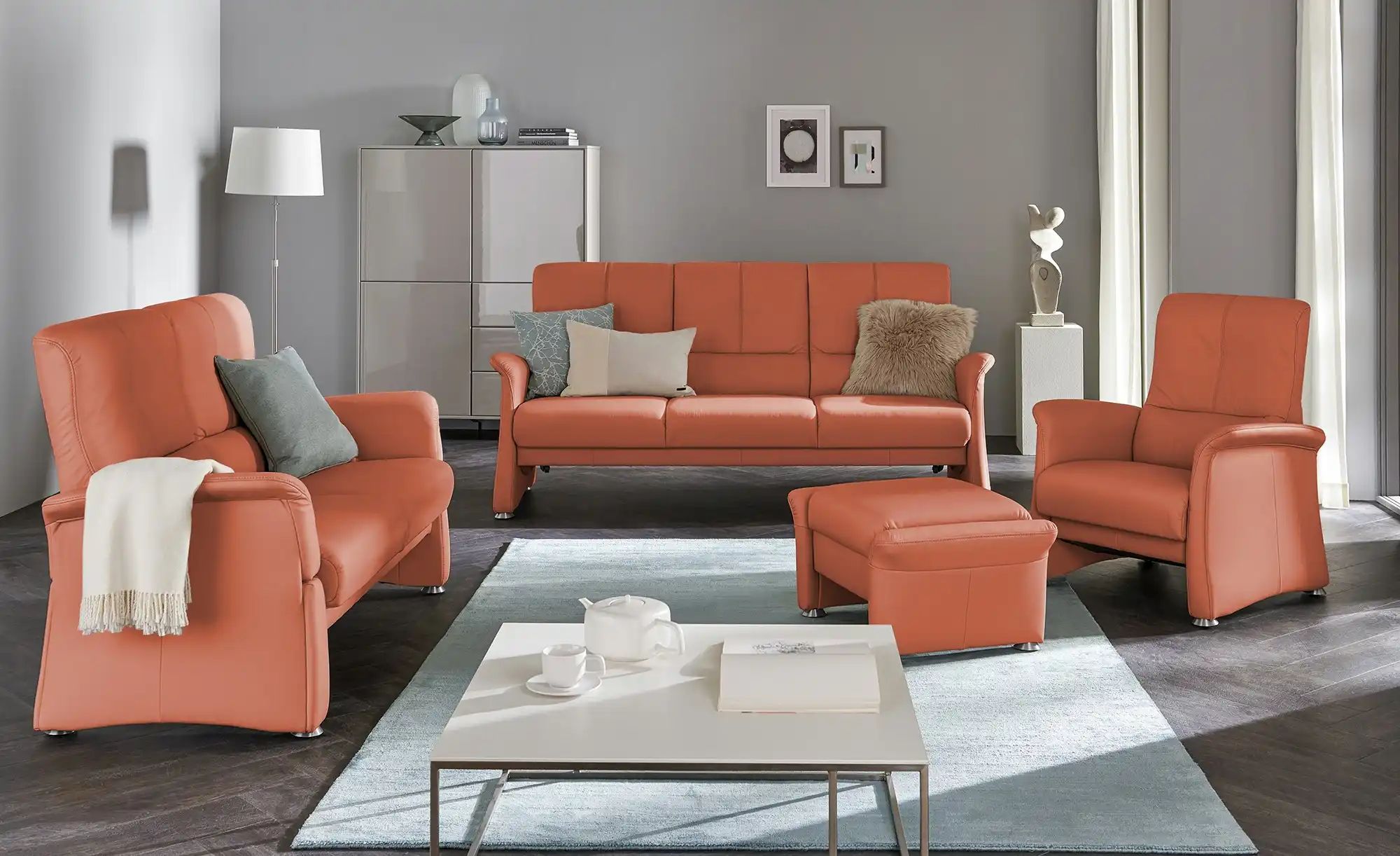 himolla Vorziehsofa aus Echtleder 6001 ¦ orange ¦ Maße (cm): B: 210 H: 102 günstig online kaufen