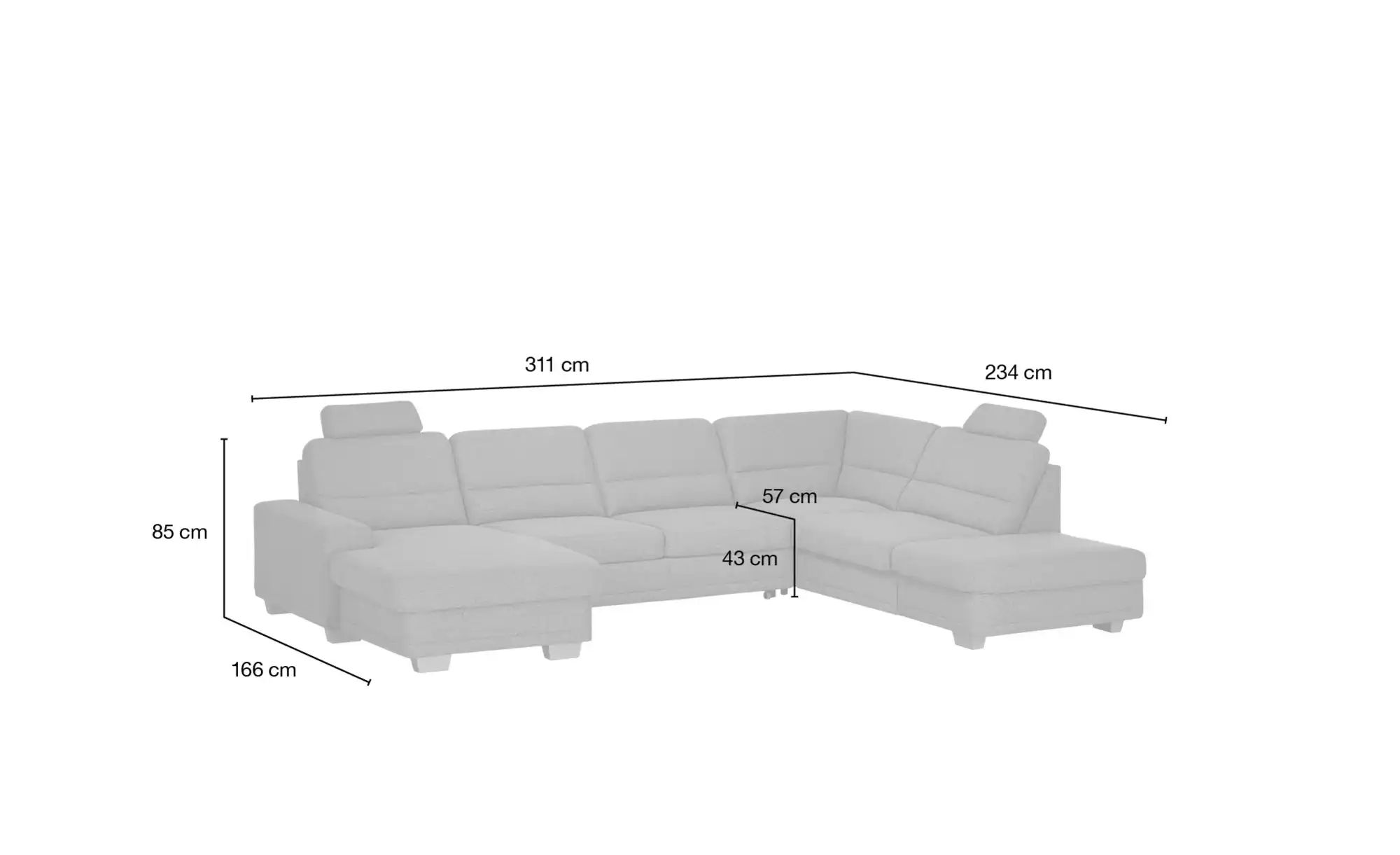 meinSofa Wohnlandschaft  Marc ¦ türkis/petrol ¦ Maße (cm): B: 311 H: 85 T: günstig online kaufen