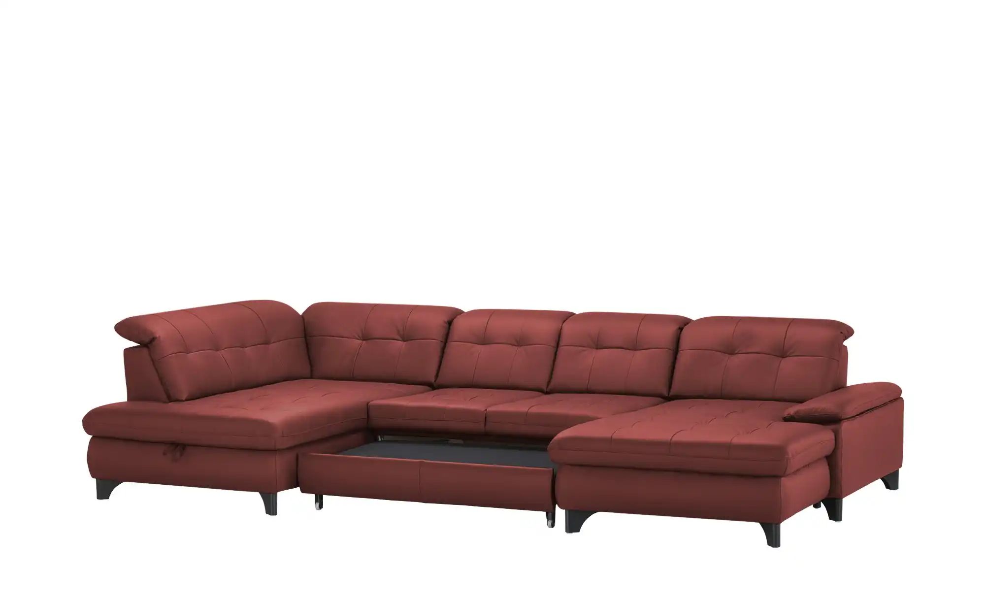 Thumbnail - Lounge Collection Wohnlandschaft Leder  Jona ¦ rot ¦ Maße (cm): B: 368 H: 100 T: 194.0 Polstermöbel > Sofas > Schlafsofa...