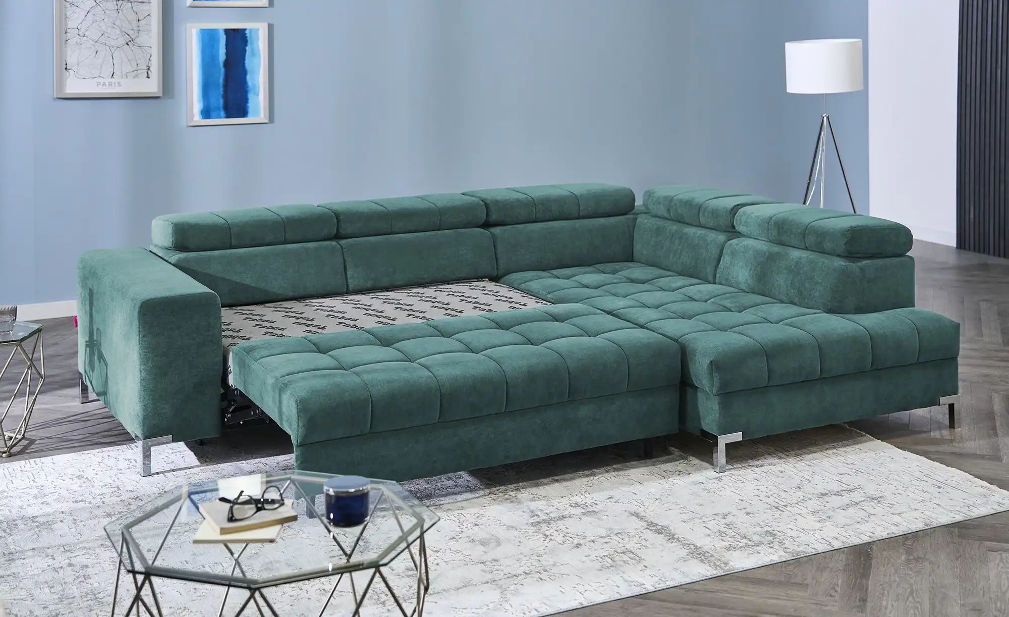 Ecksofa mit verstellbaren Kopfstützen Arte ¦ türkis/petrol ¦ Maße (cm): B: günstig online kaufen