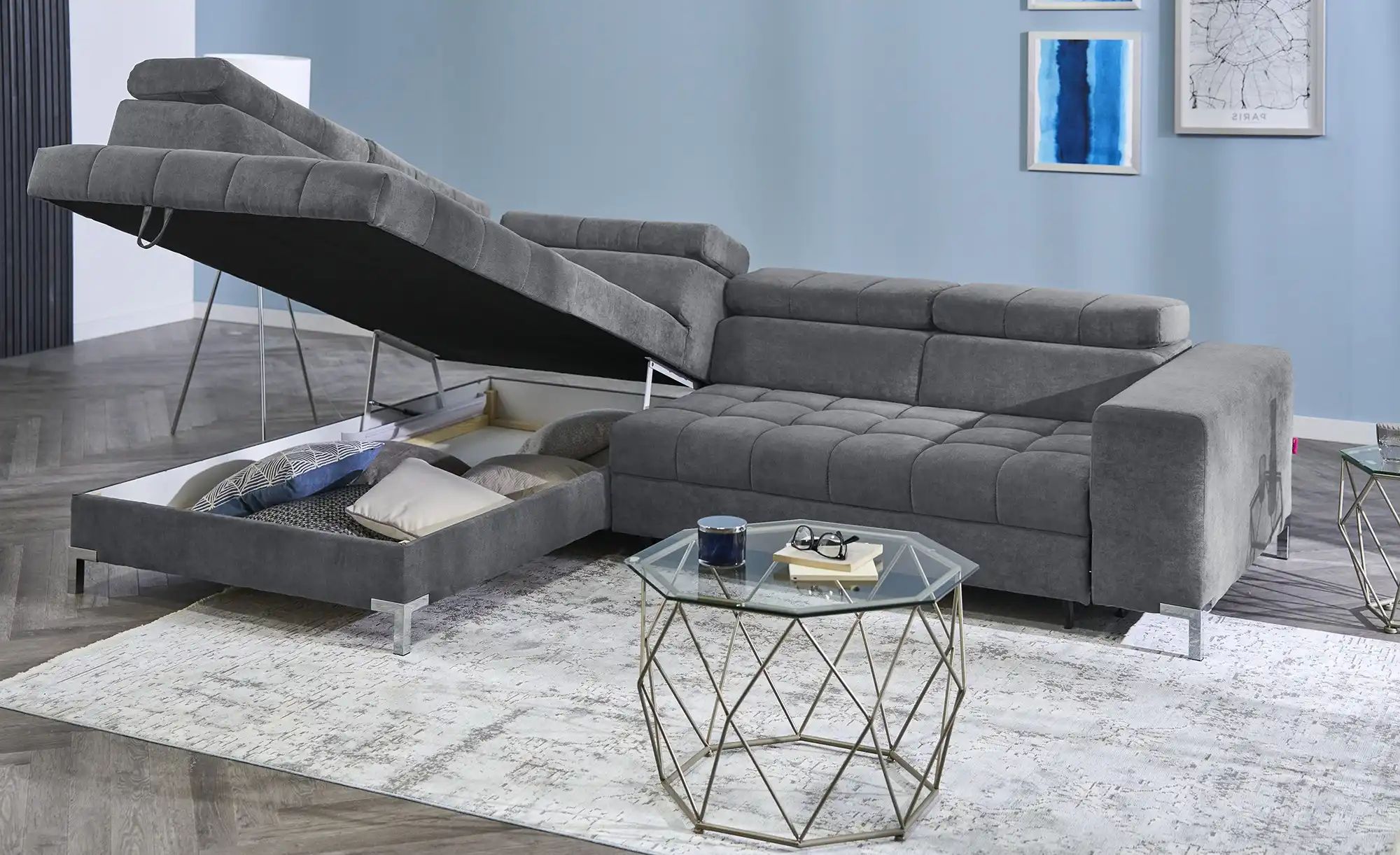 Thumbnail - Ecksofa mit verstellbaren Kopfstützen Arte ¦ grau ¦ Maße (cm): B: 284 H: 97 T: 200.0 Polstermöbel > Sofas > Ecksofas - H...