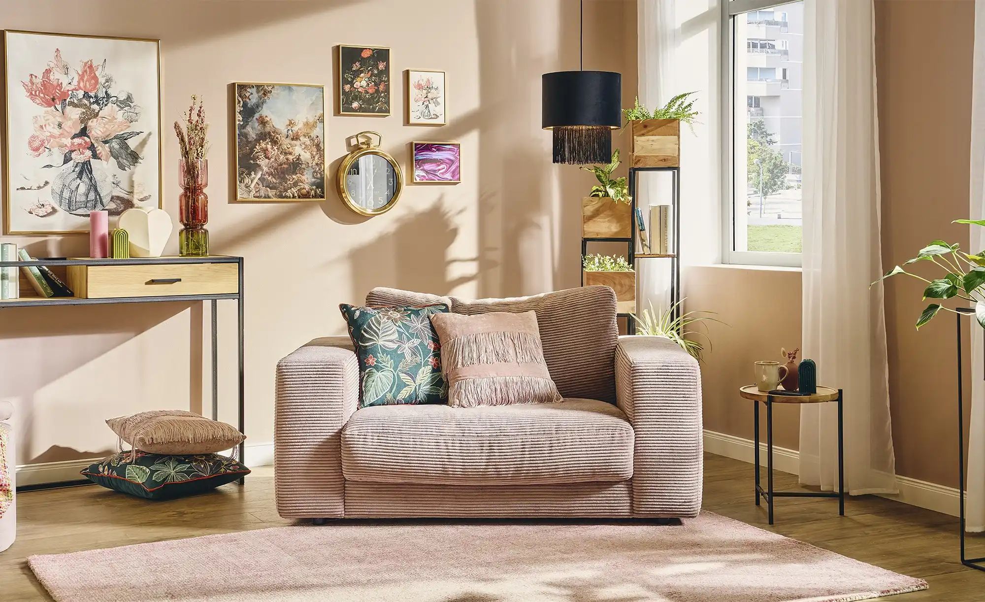 Thumbnail - Jette Home Megasessel aus Cord  Sila ¦ rosa/pink ¦ Maße (cm): B: 150 H: 85 T: 107.0 Polstermöbel > Sofas > Einzelsofas -...