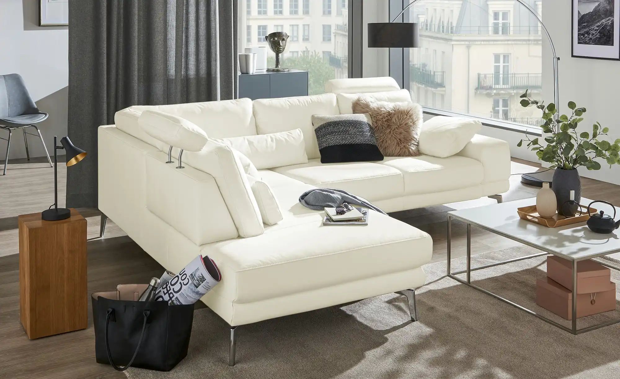 Thumbnail - meinSofa Ecksofa aus Leder Dana ¦ weiß ¦ Maße (cm): B: 269 H: 86 T: 222.0 Polstermöbel > Sofas > Ecksofas - Höffner