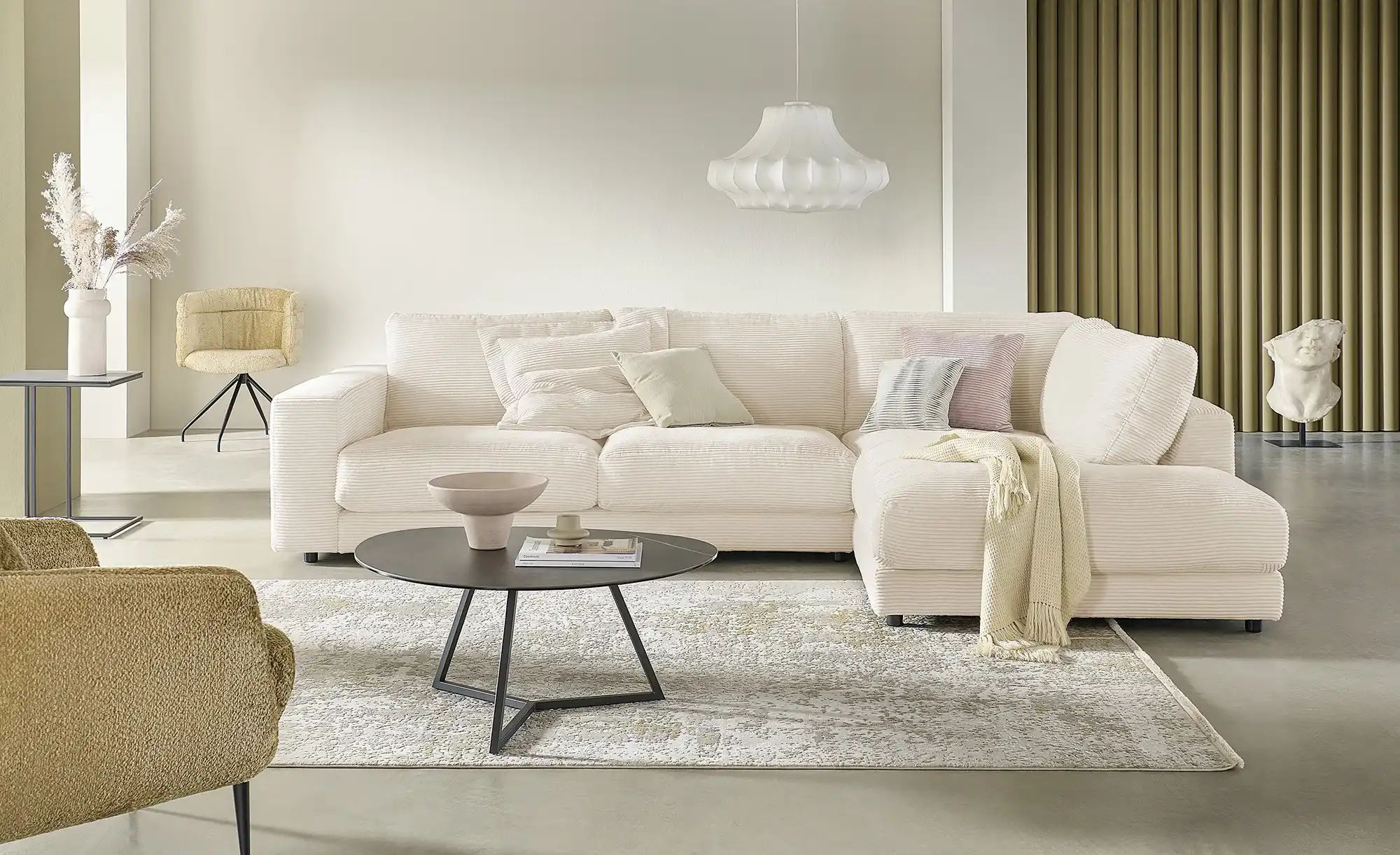 Jette Home Ecksofa Cord Sila ¦ creme ¦ Maße (cm): B: 325 H: 85 T: 224.0 Pol günstig online kaufen
