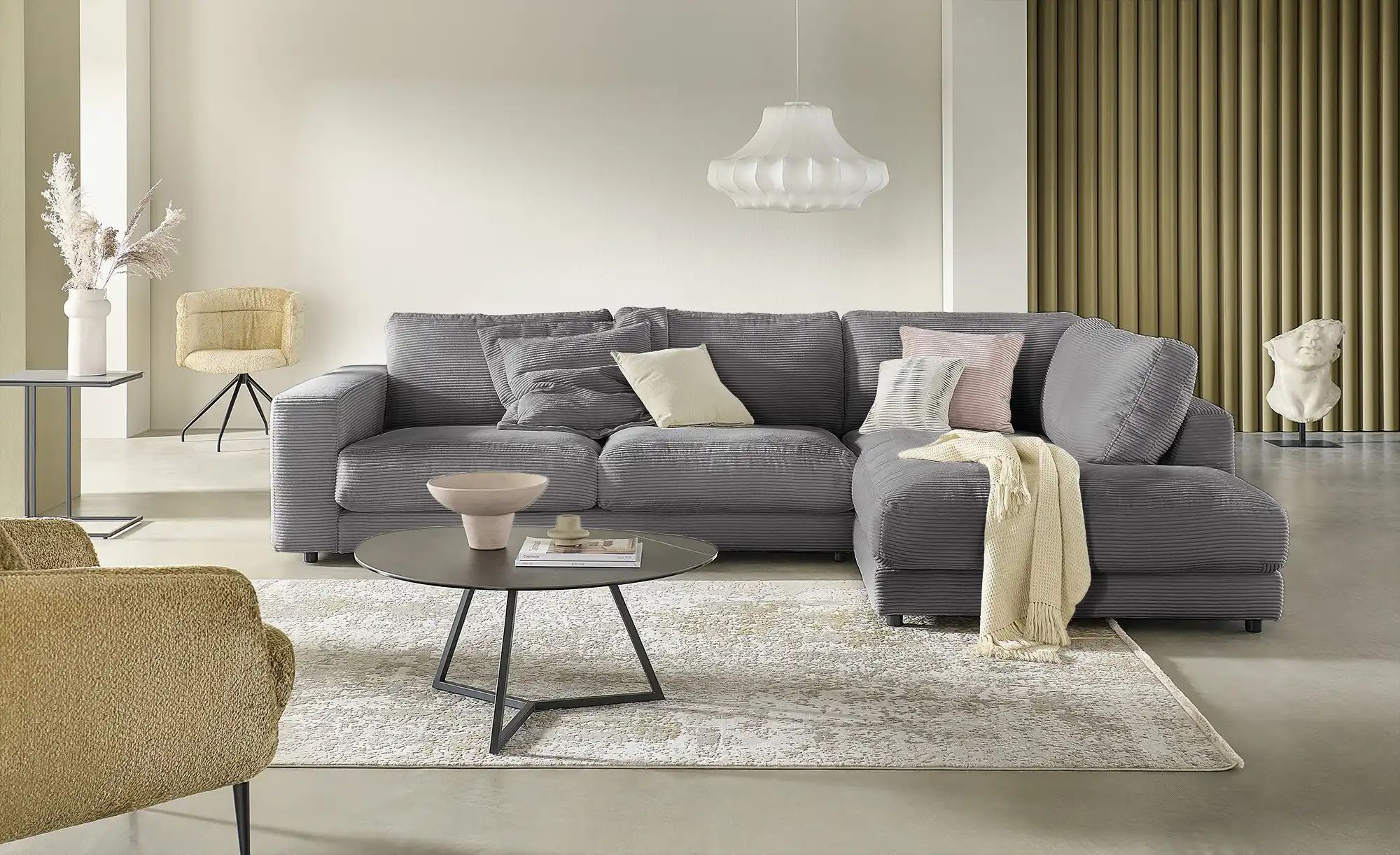 Jette Home Ecksofa Cord Sila ¦ grau ¦ Maße (cm): B: 325 H: 85 T: 224.0 Pols günstig online kaufen