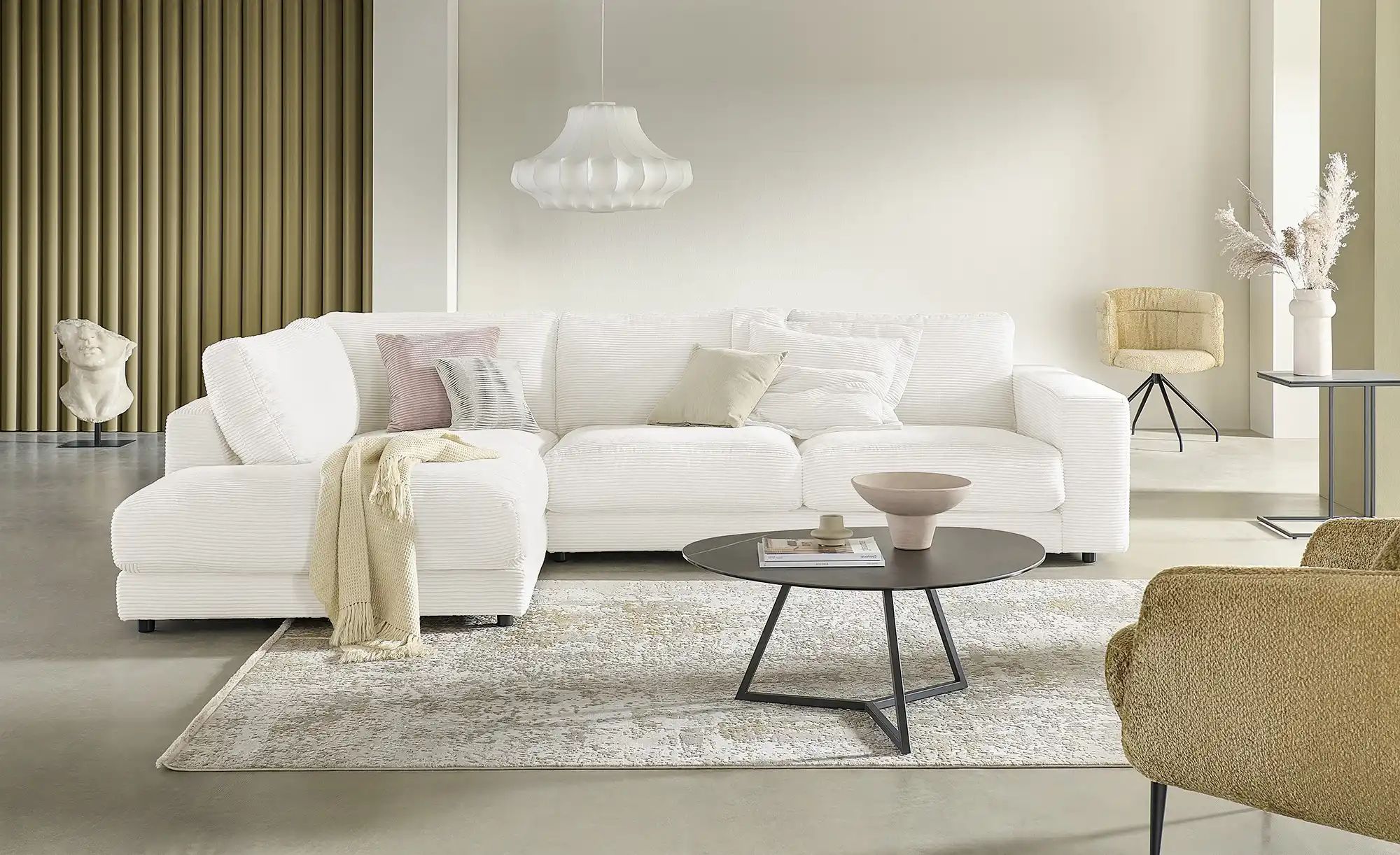 Thumbnail - Jette Home Ecksofa Cord Sila ¦ weiß ¦ Maße (cm): B: 325 H: 85 T: 224.0 Polstermöbel > Sofas > 3-Sitzer - Höffner