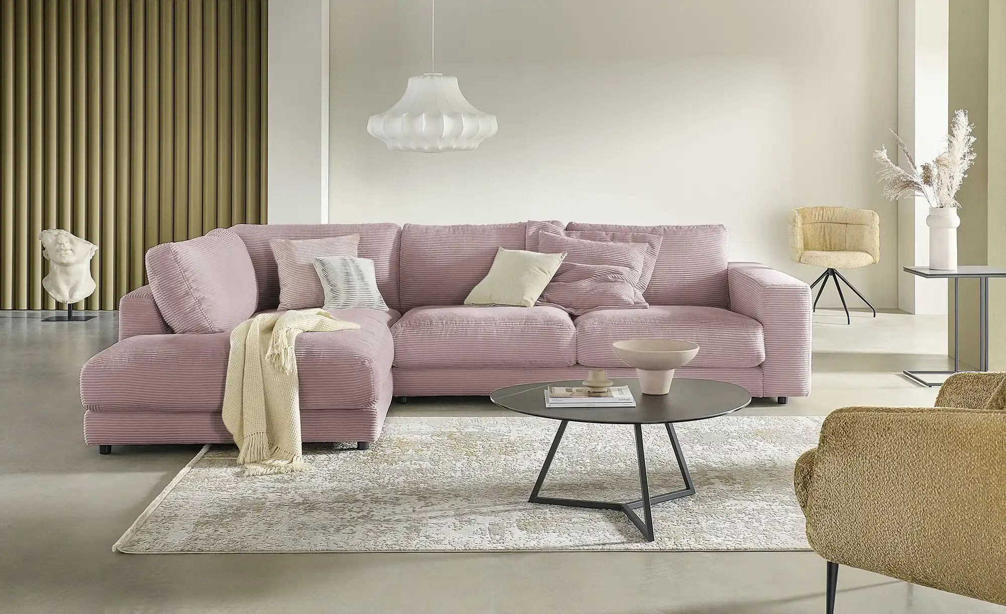Jette Home Ecksofa Cord Sila ¦ rosa/pink ¦ Maße (cm): B: 325 H: 85 T: 224.0 günstig online kaufen