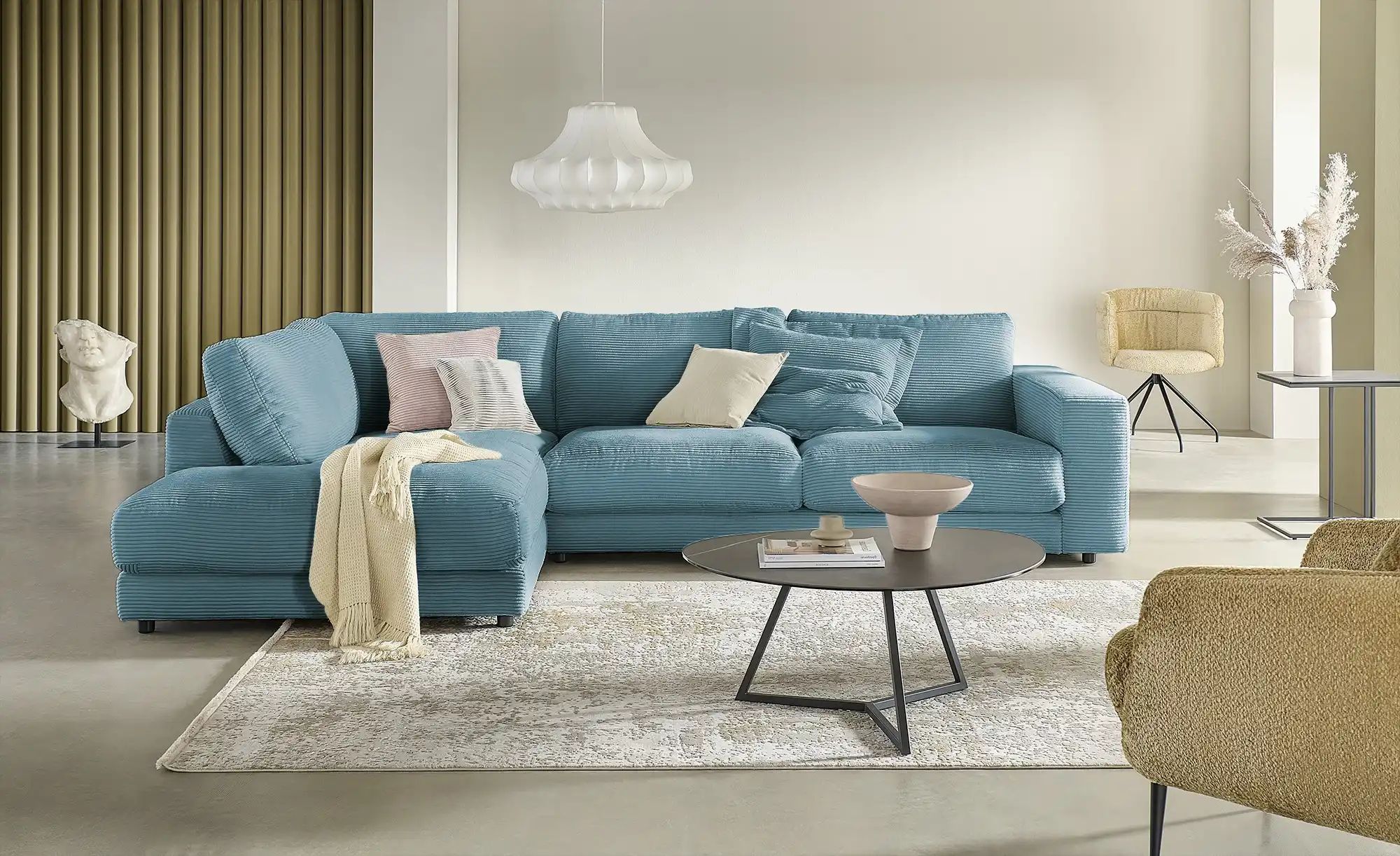 Thumbnail - Jette Home Ecksofa Cord Sila ¦ türkis/petrol ¦ Maße (cm): B: 325 H: 85 T: 224.0 Polstermöbel > Sofas > Ecksofas - Höffne...