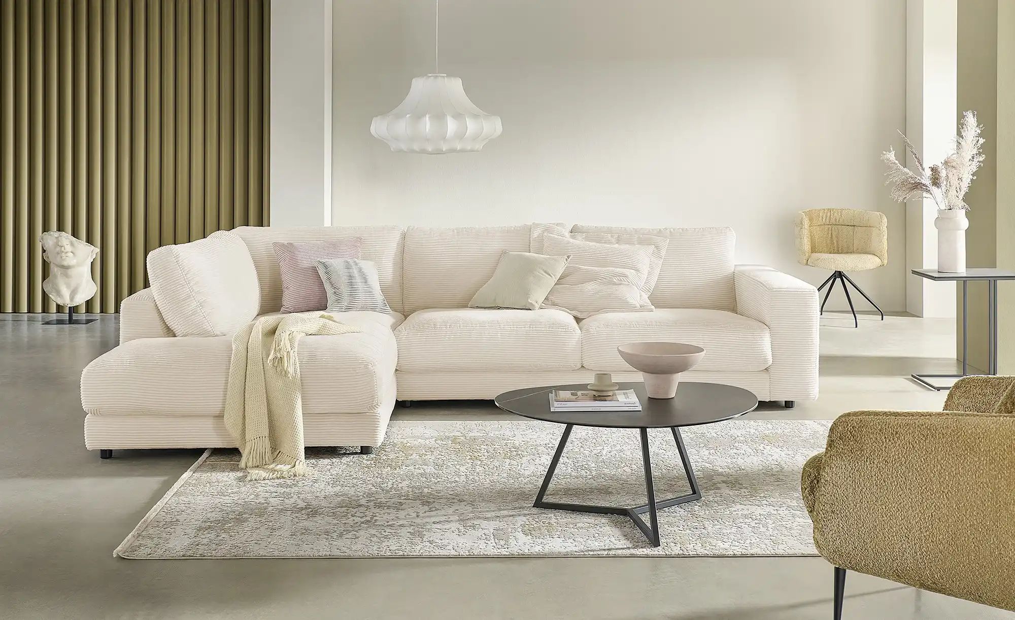 Jette Home Ecksofa Cord Sila ¦ creme ¦ Maße (cm): B: 325 H: 85 T: 224.0 Pol günstig online kaufen