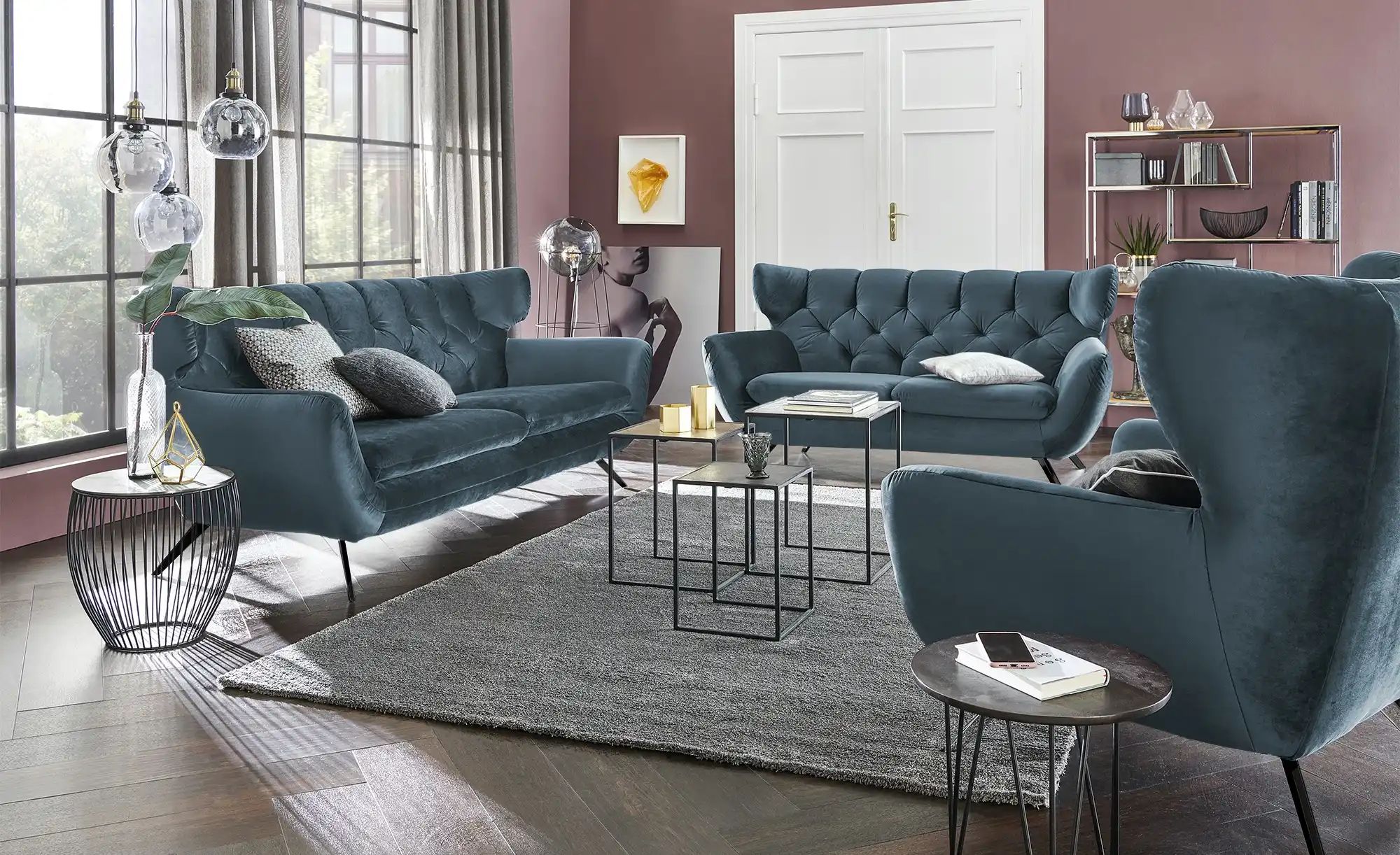 Jette Home Sofa  Caldara ¦ blau ¦ Maße (cm): B: 200 H: 94 T: 95 Polstermöbe günstig online kaufen