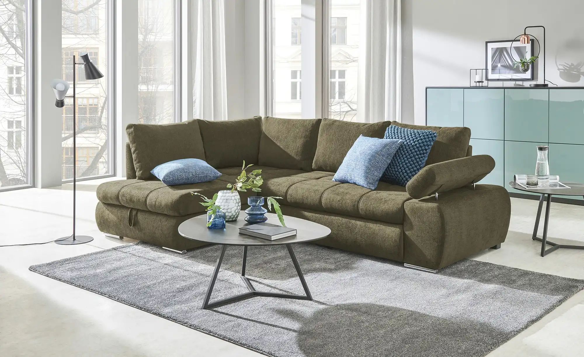 switch Ecksofa aus Flachgewebe Sky ¦ grün ¦ Maße (cm): B: 265 H: 89 T: 175 günstig online kaufen