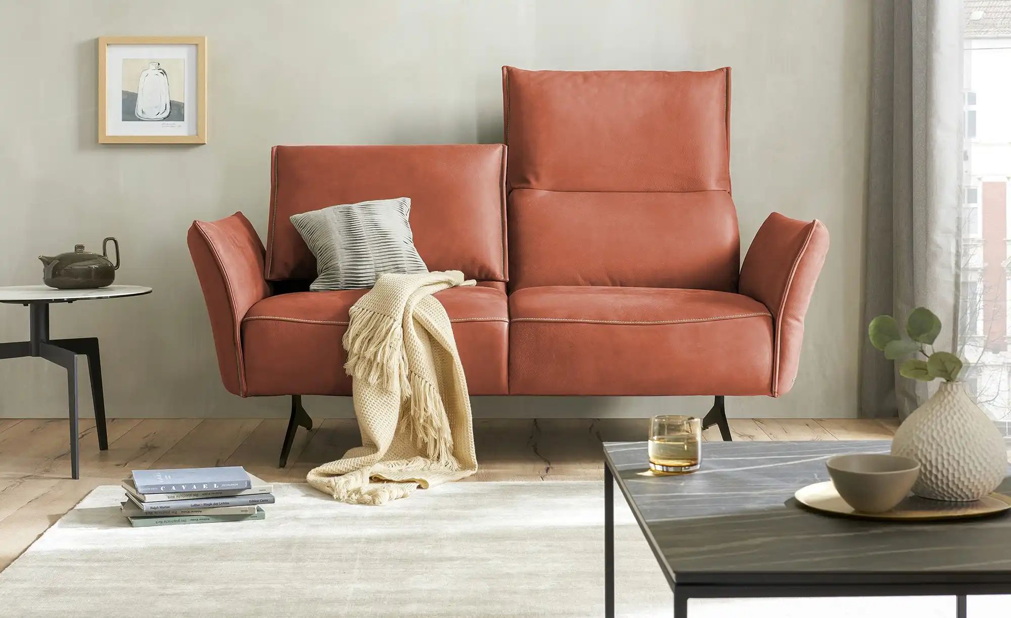 KOINOR Ledersofa  Vineto ¦ orange ¦ Maße (cm): B: 176 H: 110 T: 88.0 Polste günstig online kaufen