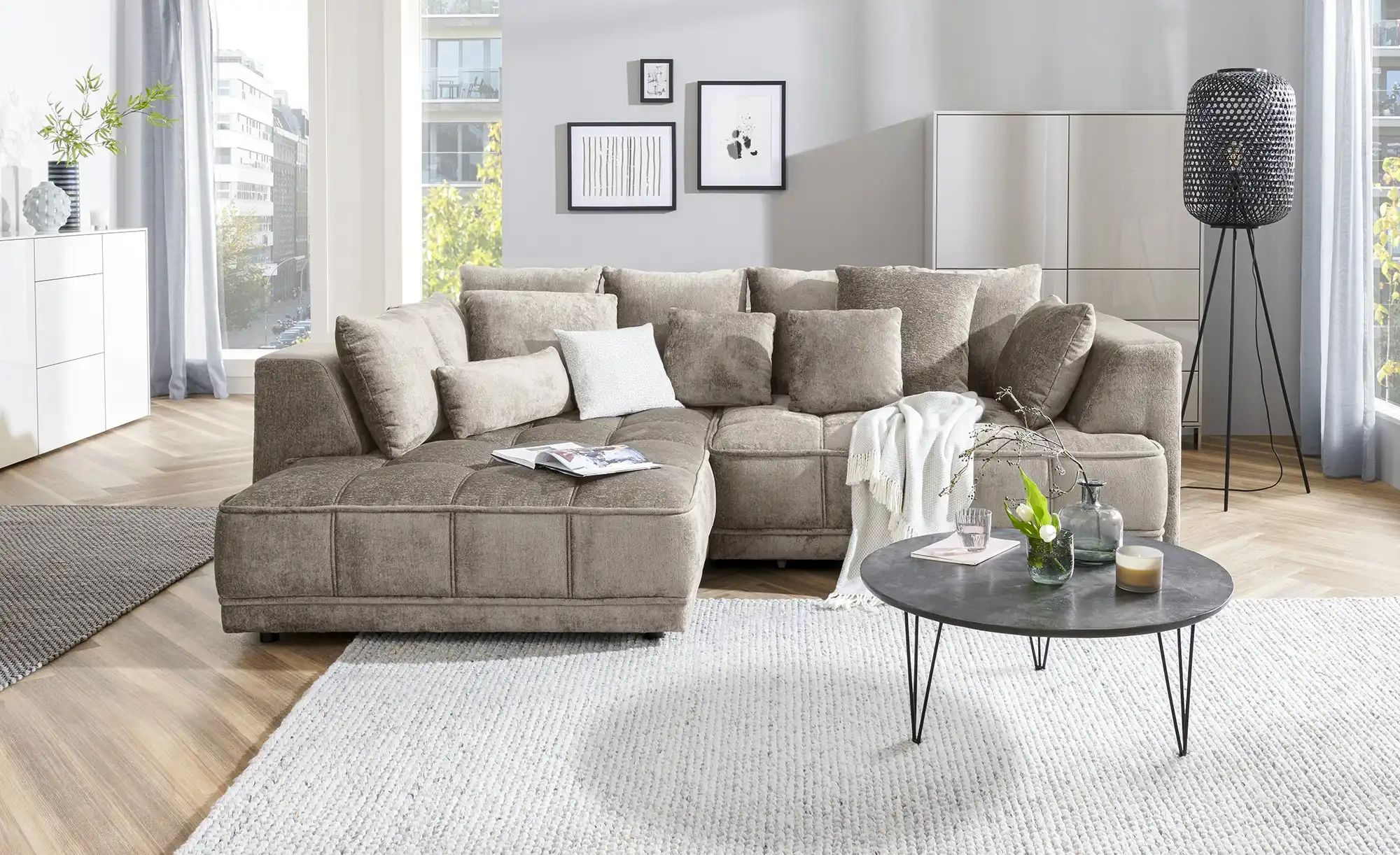 switch Ecksofa aus Samt Tiga ¦ braun ¦ Maße (cm): B: 285 H: 88 T: 205 Polst günstig online kaufen