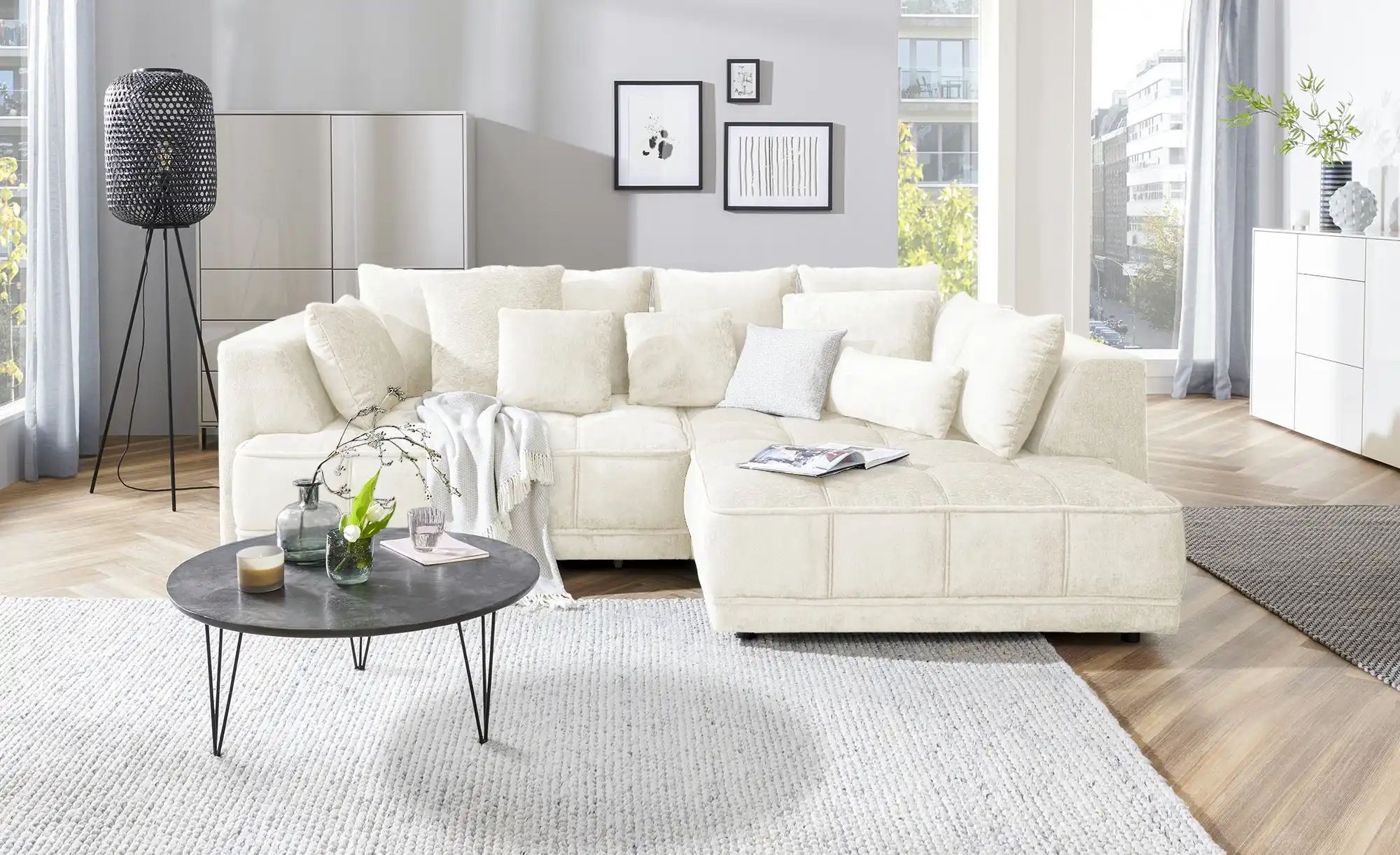 switch Ecksofa aus Samt Tiga ¦ creme ¦ Maße (cm): B: 285 H: 88 T: 205 Polst günstig online kaufen