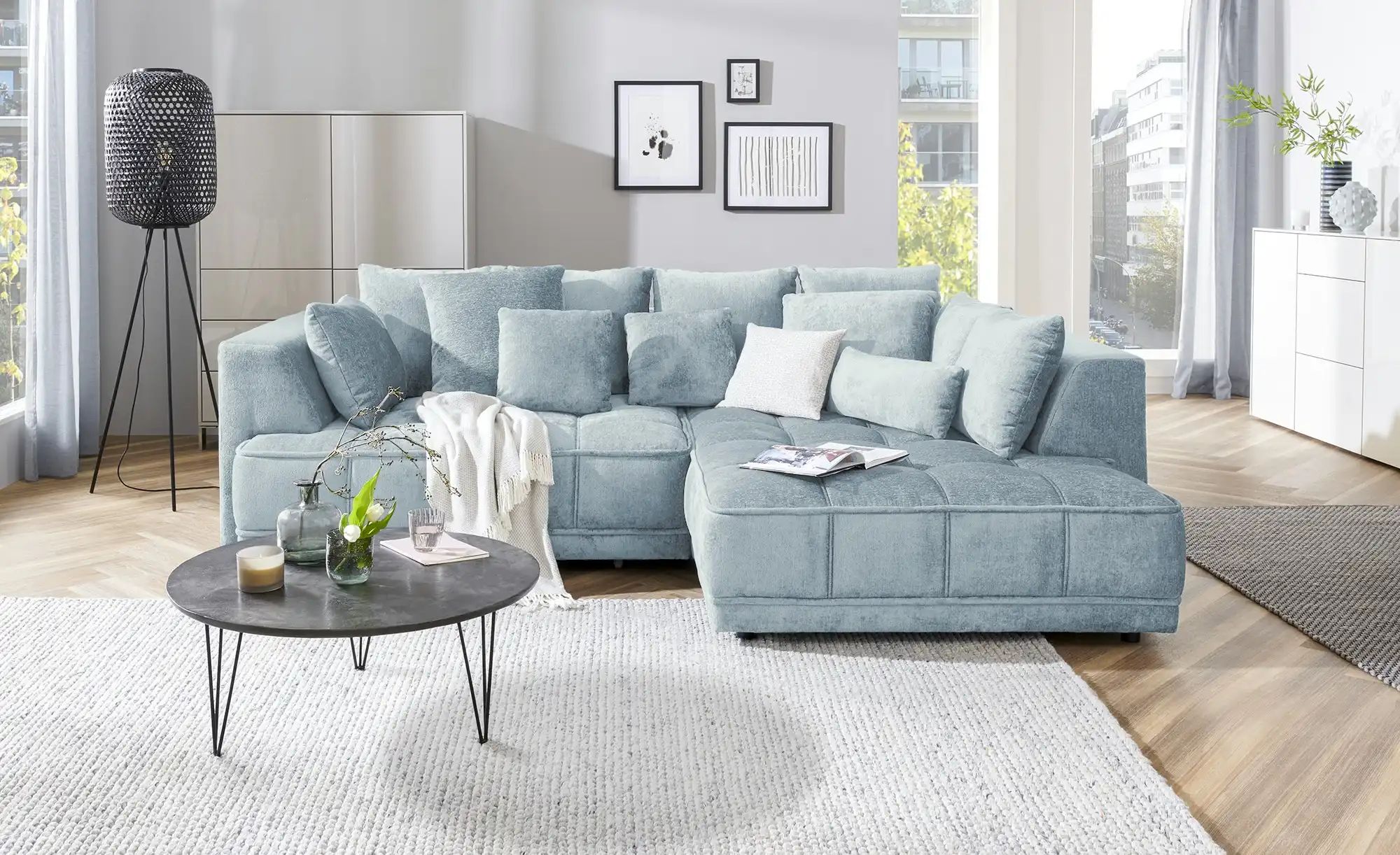 switch Ecksofa aus Samt Tiga ¦ blau ¦ Maße (cm): B: 285 H: 88 T: 205 Polste günstig online kaufen