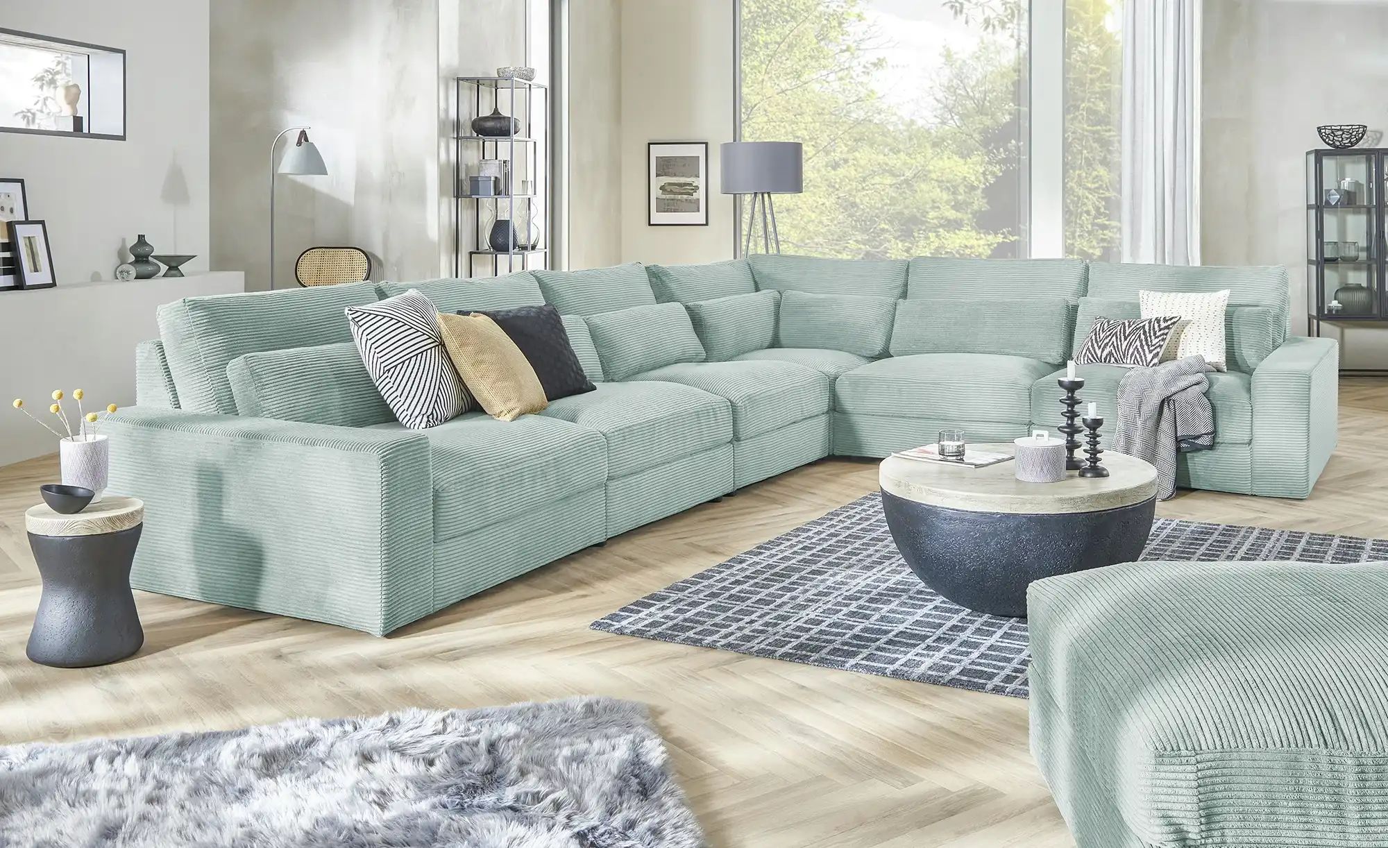 Ecksofa  Branna ¦ grün ¦ Maße (cm): B: 412 H: 88 T: 322 Polstermöbel > Sofa günstig online kaufen