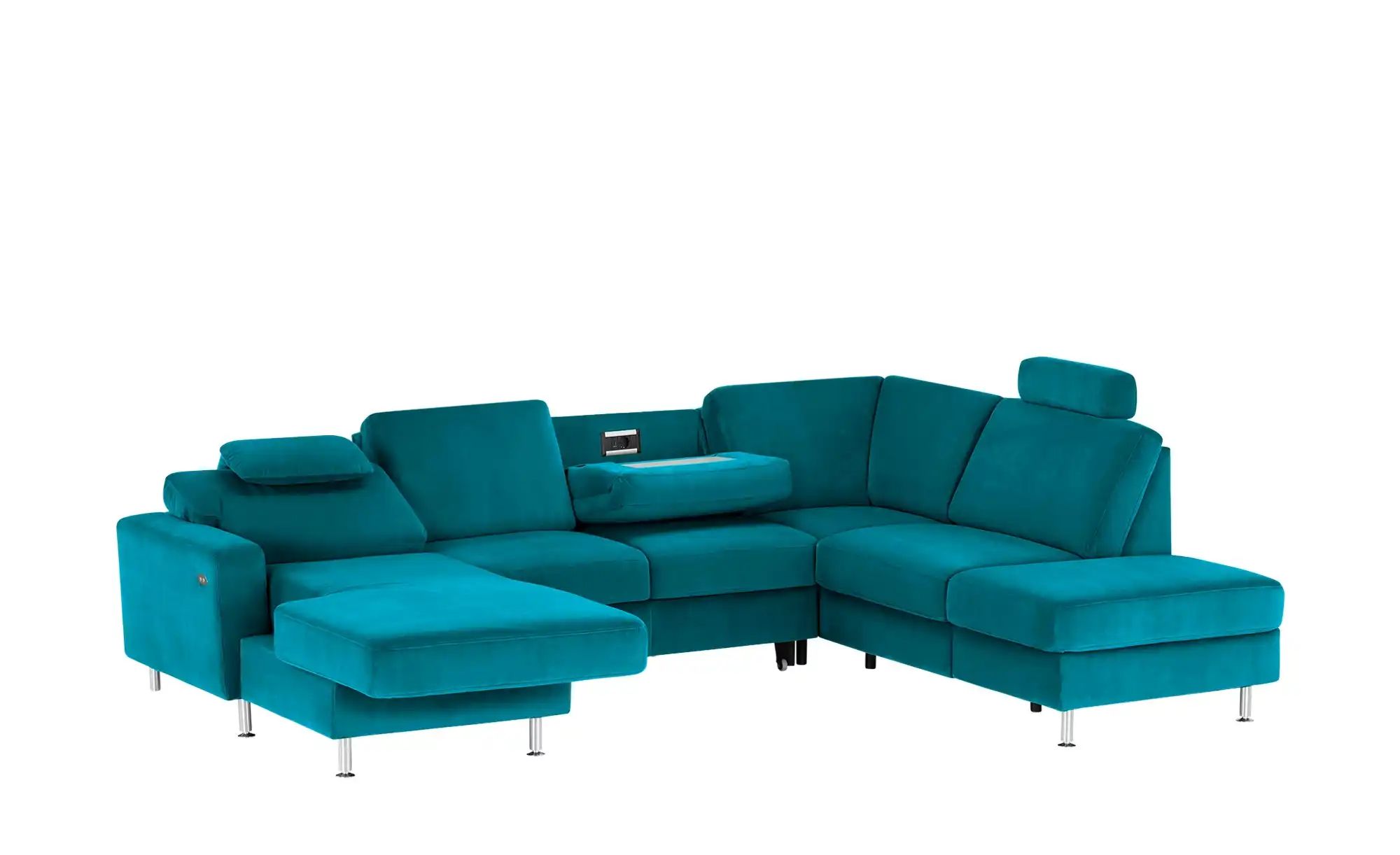 Thumbnail - meinSofa Wohnlandschaft Mit verschiedenen Funktionen verfügbar Jana ¦ türkis/petrol ¦ Maße (cm): B: 309 H: 87 T: 235.0 P...