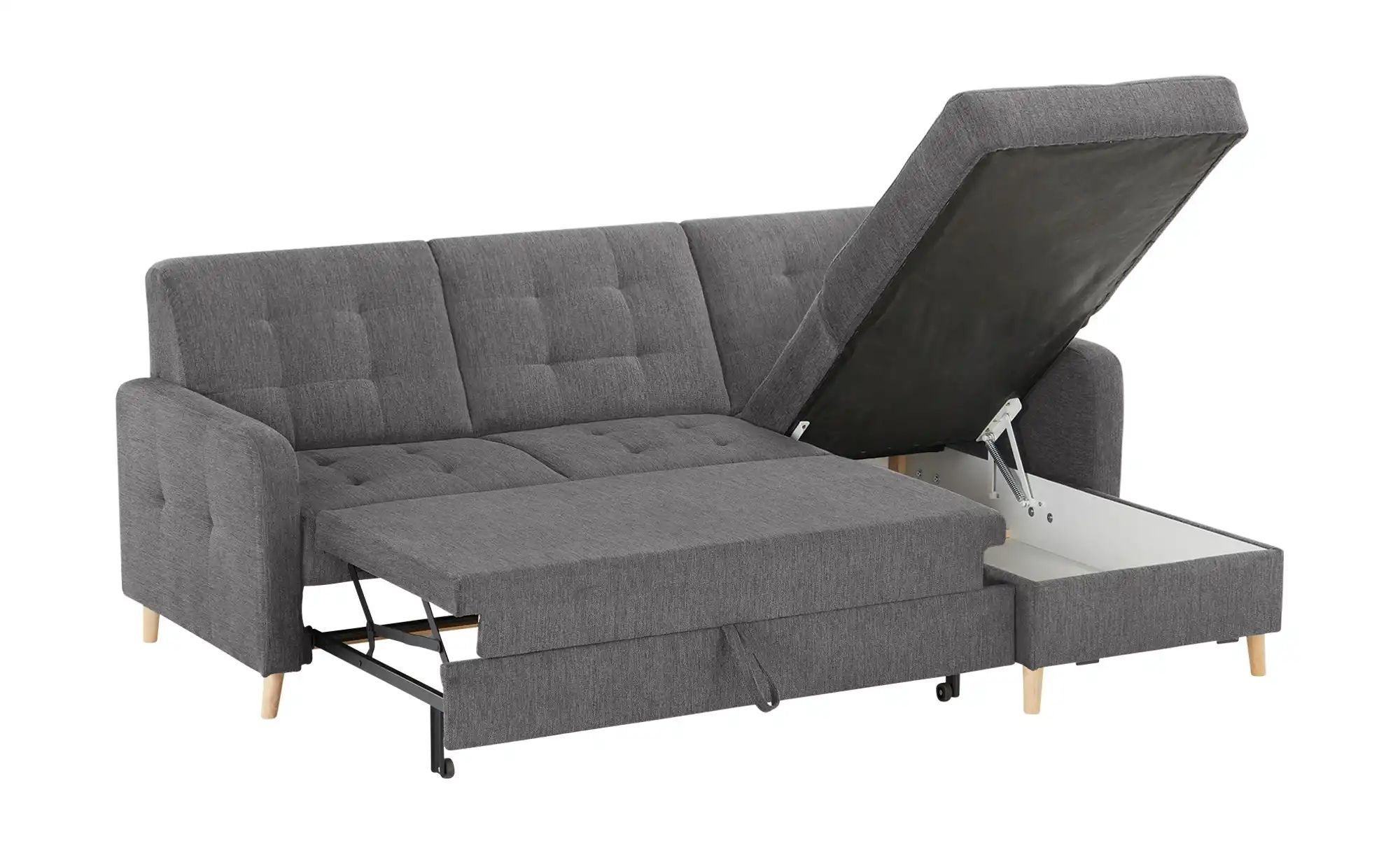 Ecksofa mit Schlaffunktion Venus ¦ grau ¦ Maße (cm): B: 222 H: 87 T: 162.0 günstig online kaufen