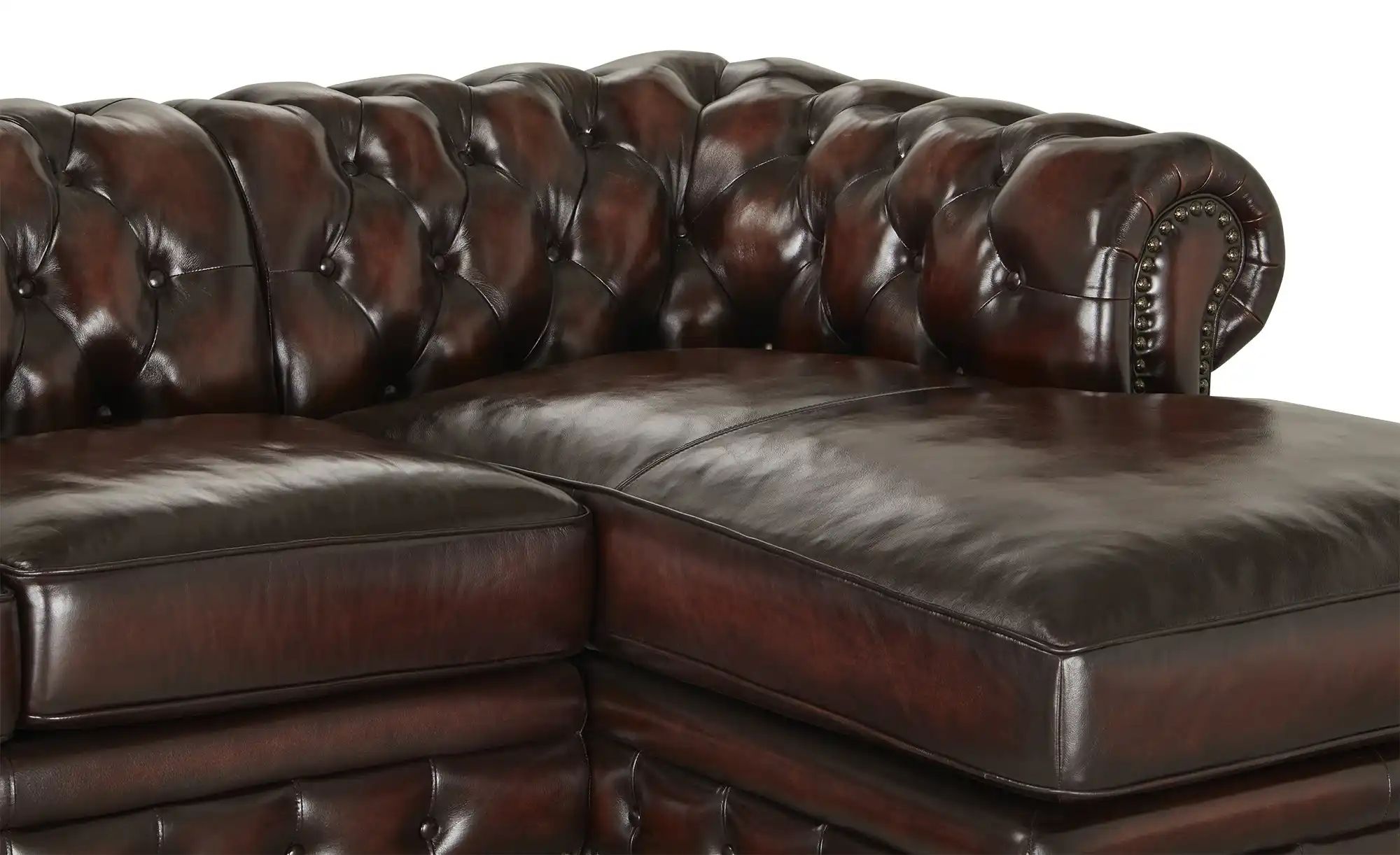 uno Ecksofa Bezug aus Echtleder Chesterfield ¦ braun ¦ Maße (cm): B: 251 H: günstig online kaufen