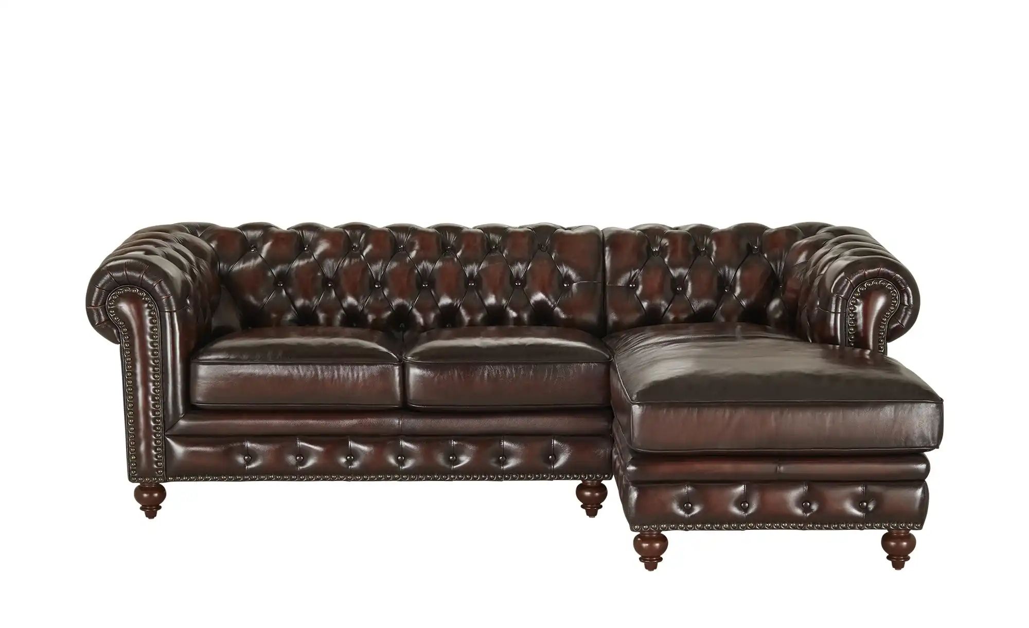 uno Ecksofa Bezug aus Echtleder Chesterfield ¦ braun ¦ Maße (cm): B: 251 H: günstig online kaufen