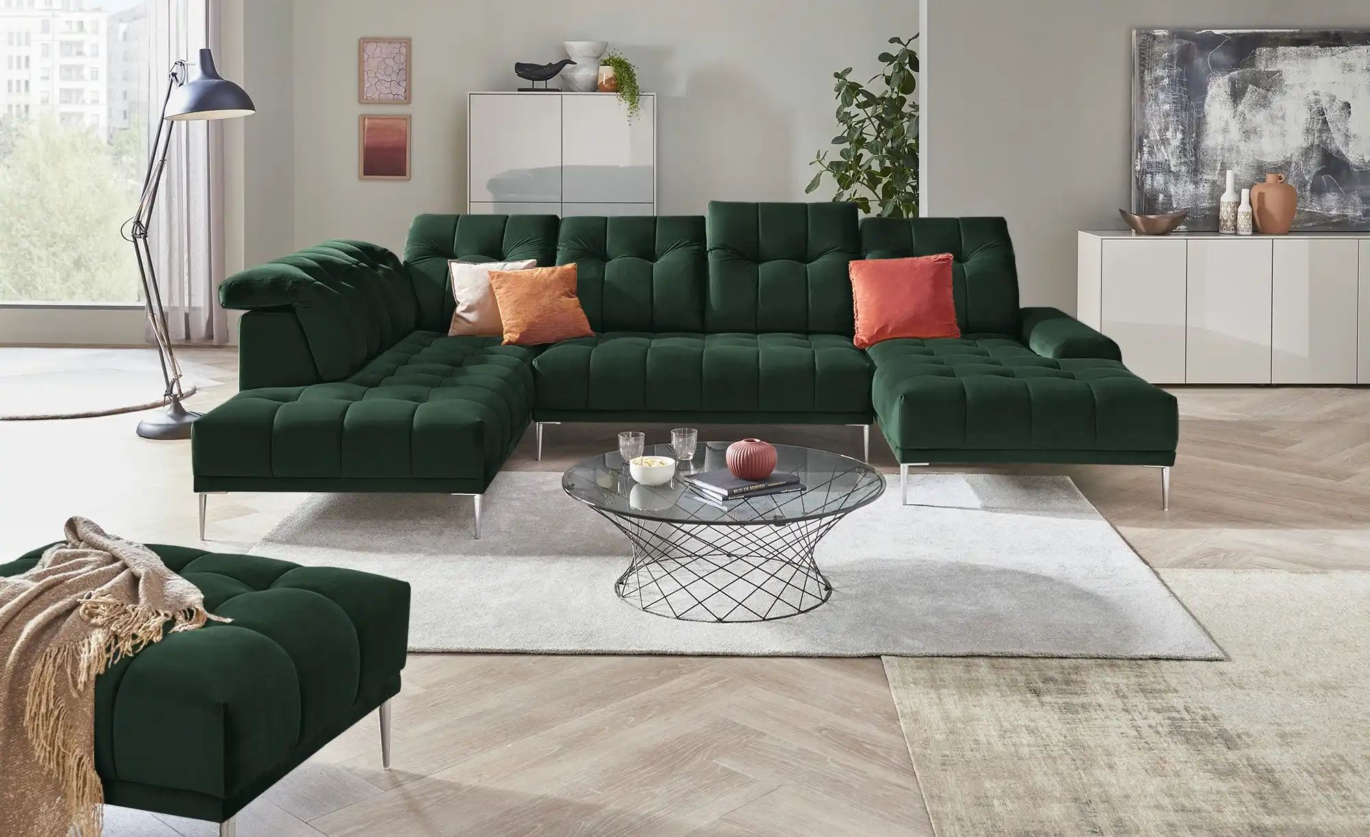 Thumbnail - switch Wohnlandschaft aus Samt Grenada ¦ grün ¦ Maße (cm): B: 358 H: 107 T: 231.0 Polstermöbel > Sofas > Wohnlandschafte...
