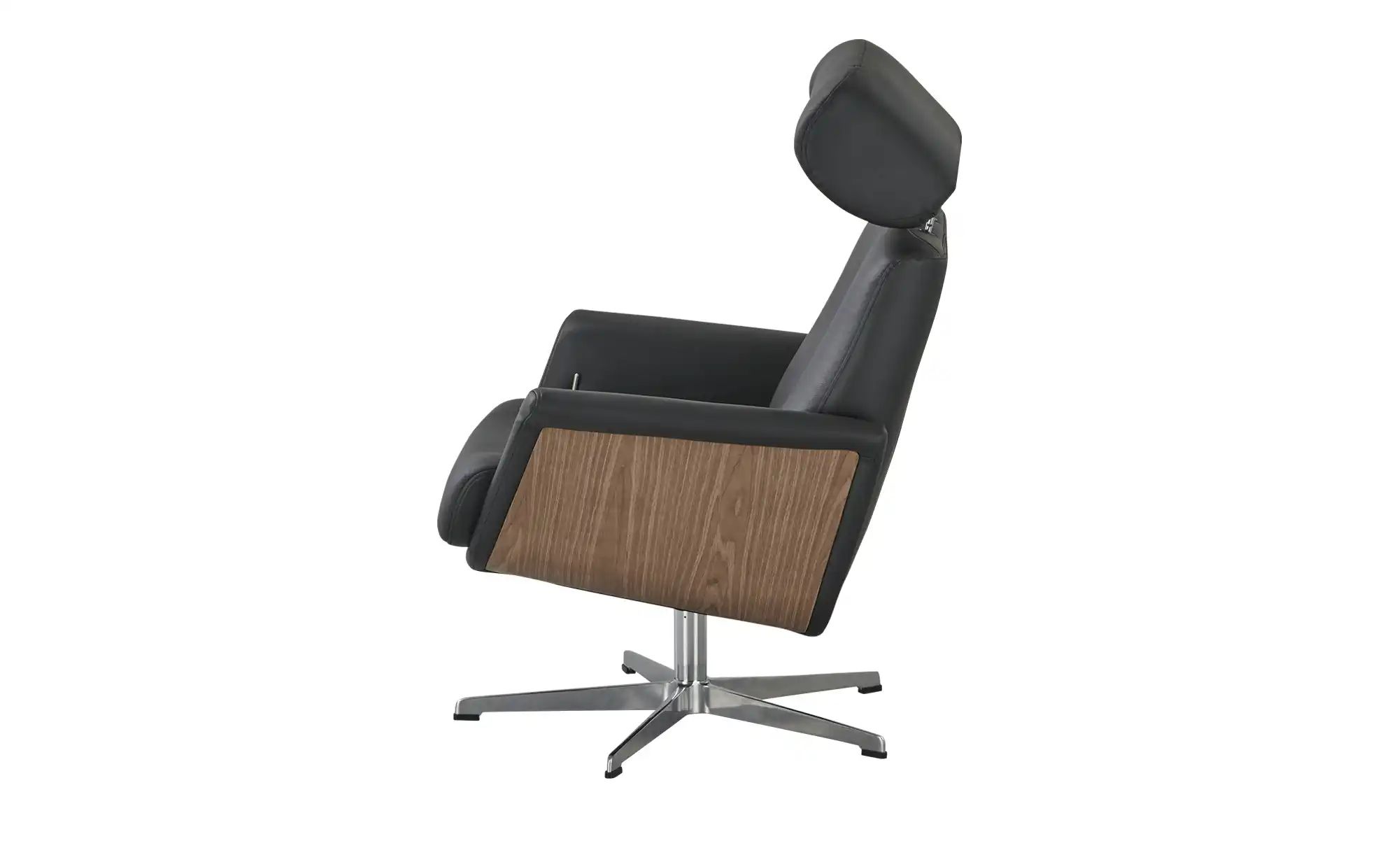 Thumbnail - uno Sessel-Hocker-Set aus Leder Arne ¦ schwarz Polstermöbel > Sessel > Relaxsessel - Höffner