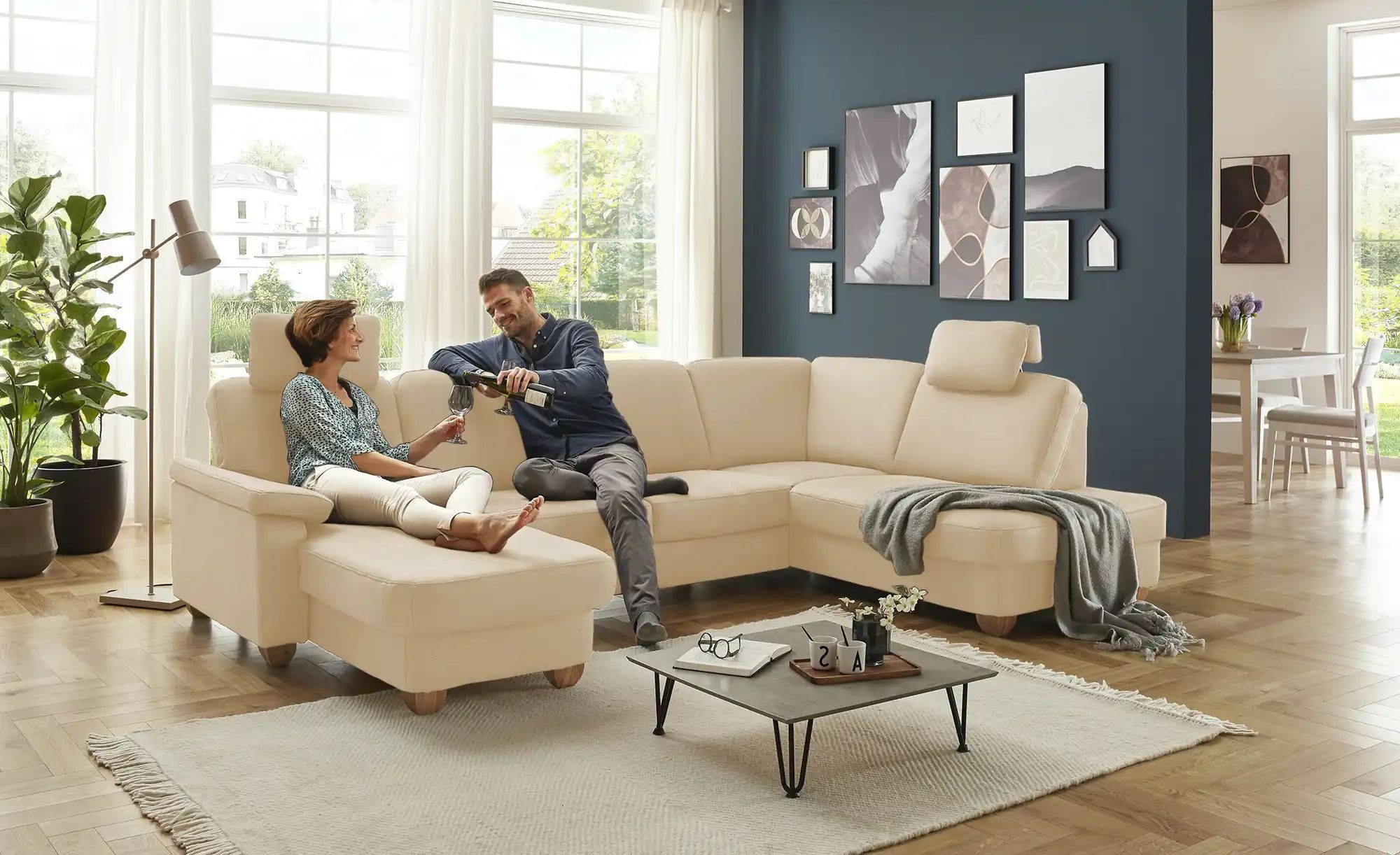 meinSofa Wohnlandschaft  aus Kunstleder Oliver ¦ beige ¦ Maße (cm): B: 300 günstig online kaufen