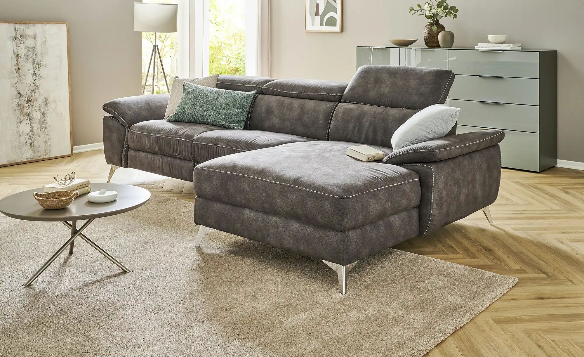 Thumbnail - uno Ecksofa mit Relaxfunktion Danae small ¦ grau ¦ Maße (cm): B: 282 H: 78 T: 166.0 Polstermöbel > Sofas > Ecksofas - Hö...