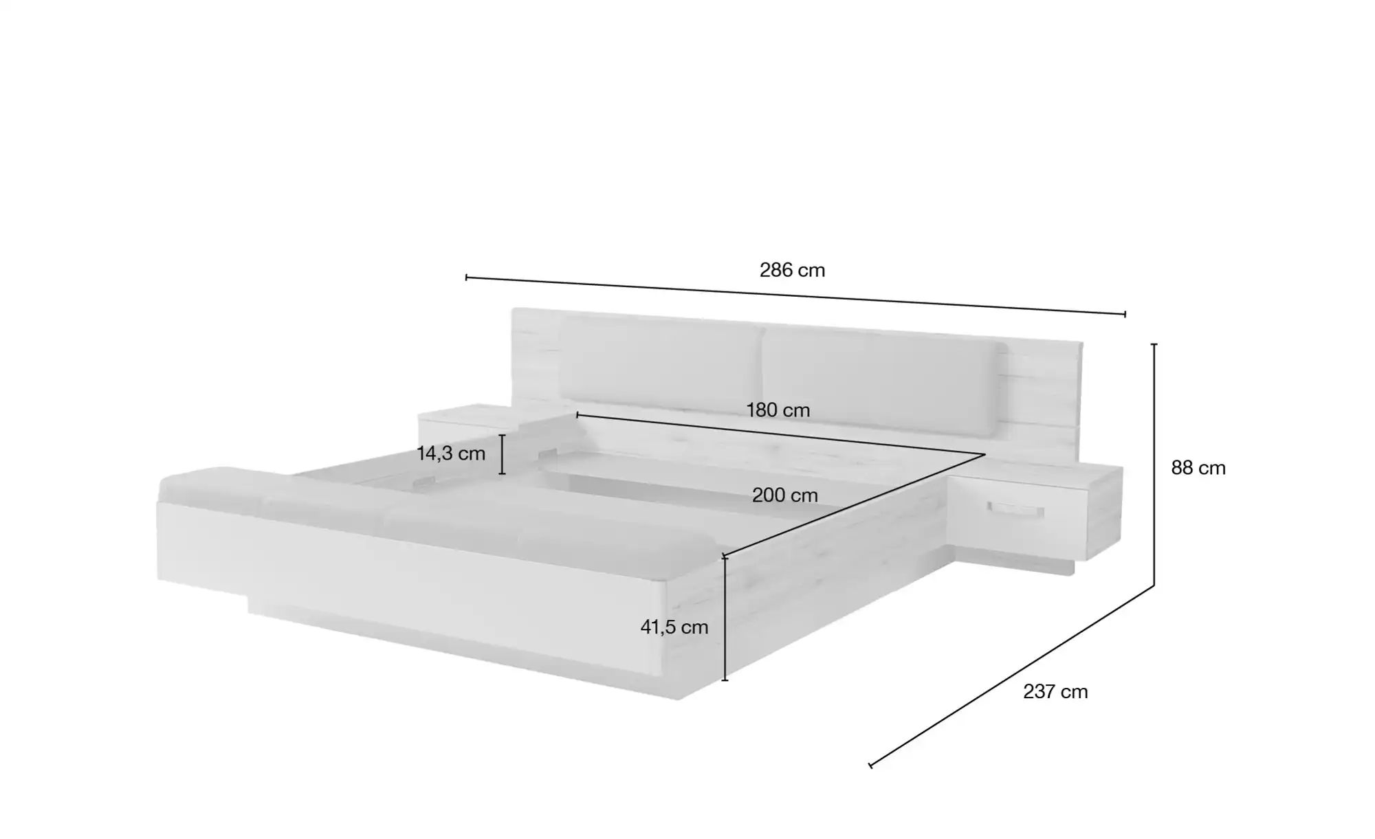 180x200 Bettanlage inkl. Glasbodenbeleuchtung + Polsterkopfteil + Fußbank R günstig online kaufen