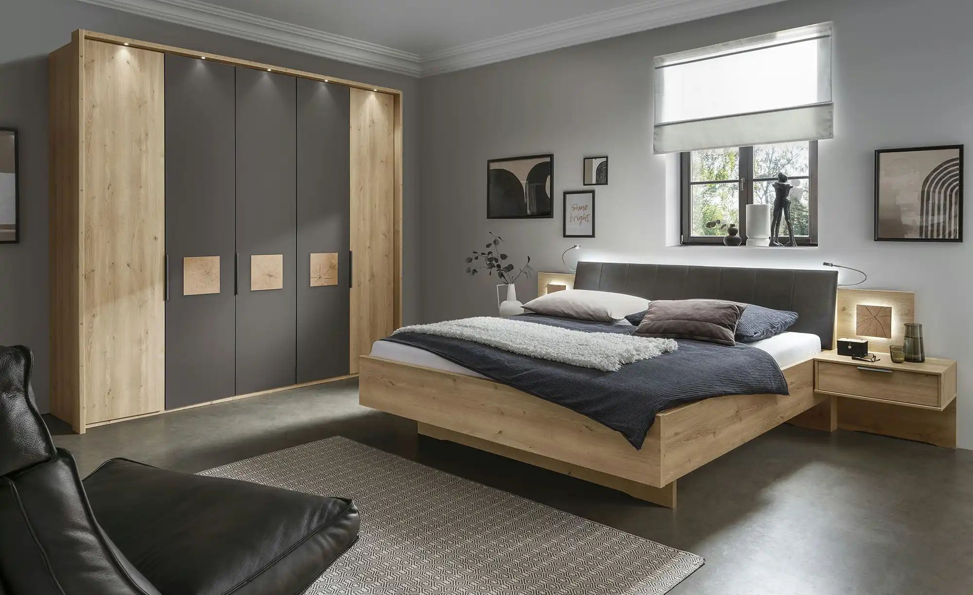 uno Drehtürenschrank  Almeria ¦ holzfarben ¦ Maße (cm): B: 250 H: 216 T: 58 günstig online kaufen