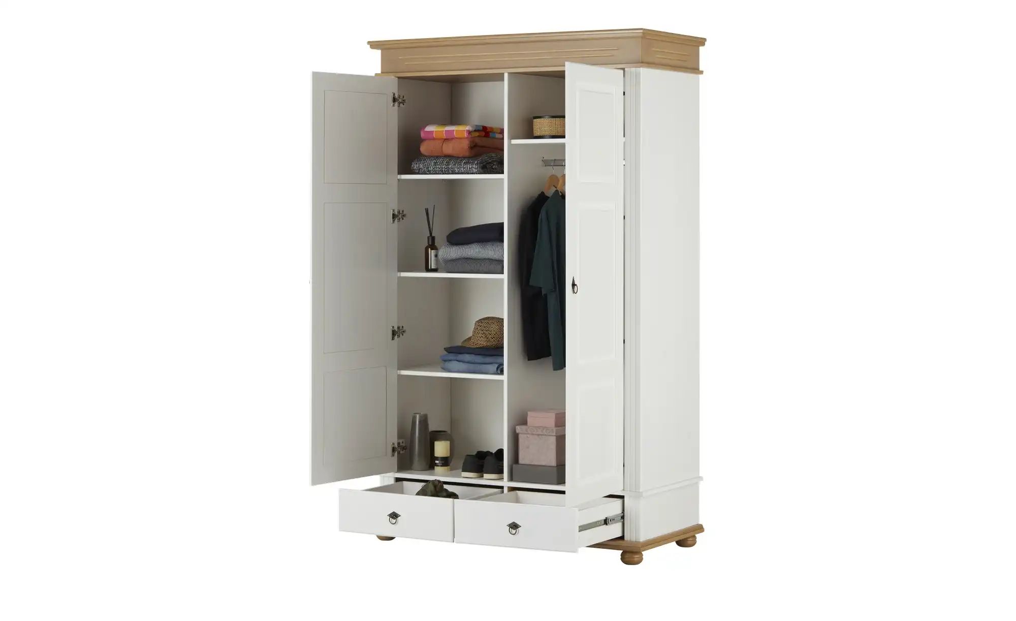 Drehtürenschrank Massivholz Fehmarn ¦ weiß ¦ Maße (cm): B: 136 H: 220 T: 62 günstig online kaufen