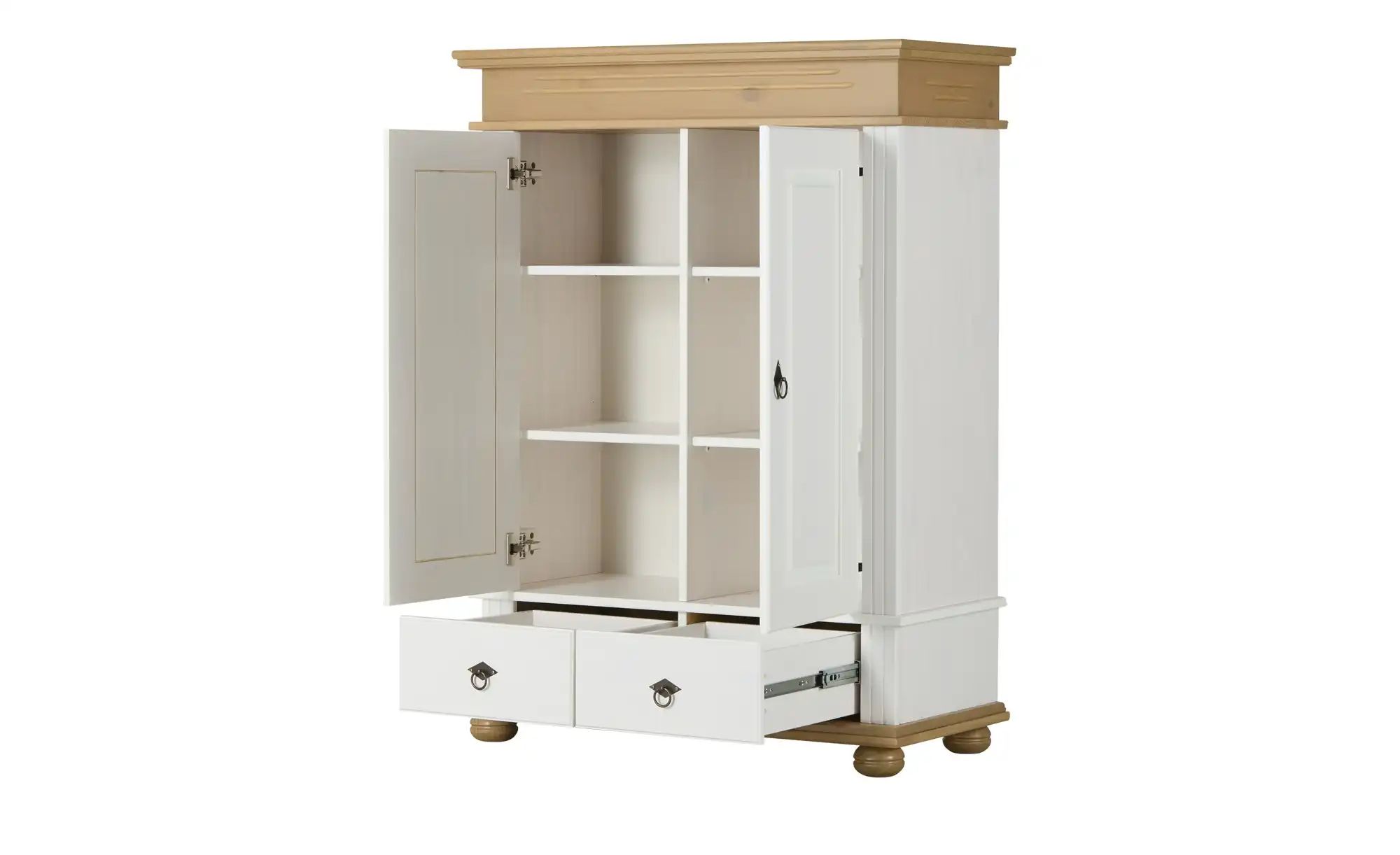 Wäscheschrank Massivholz  2-türig Fehmarn ¦ weiß ¦ Maße (cm): B: 101 H: 136 günstig online kaufen
