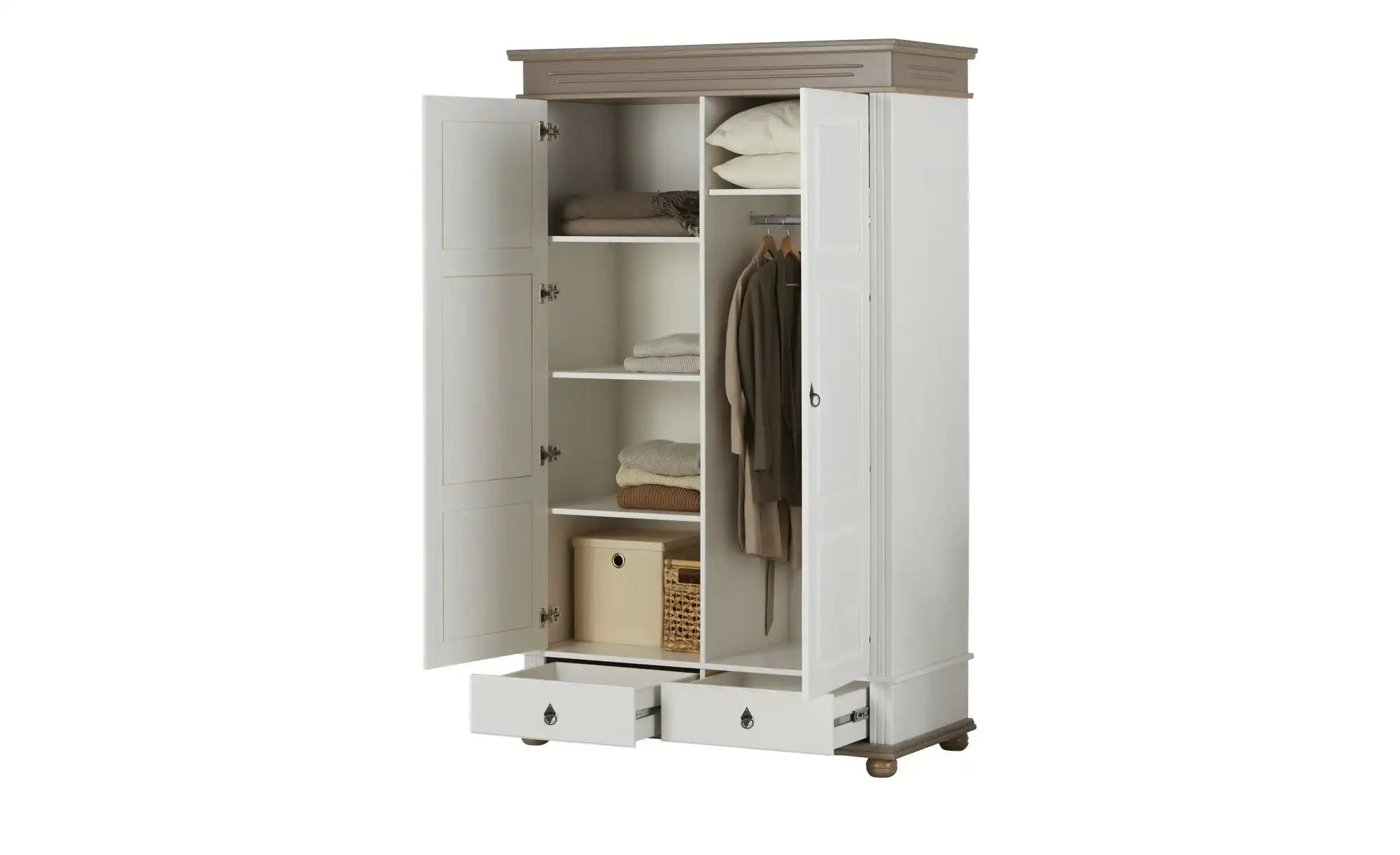 Drehtürenschrank Massivholz Fehmarn ¦ weiß ¦ Maße (cm): B: 136 H: 220 T: 62 günstig online kaufen