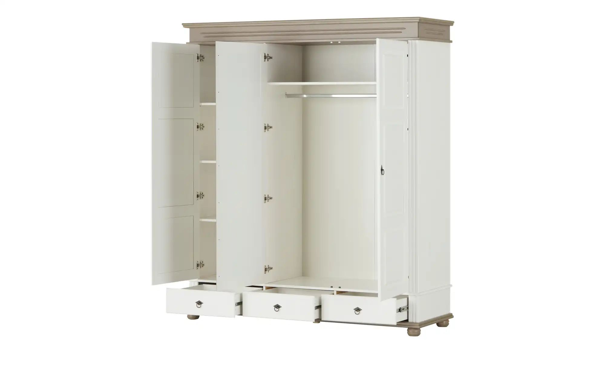 Thumbnail - Drehtürenschrank Massivholz Fehmarn ¦ weiß ¦ Maße (cm): B: 194 H: 220 T: 62.0 Schränke > Kleiderschränke > Drehtürenschr...