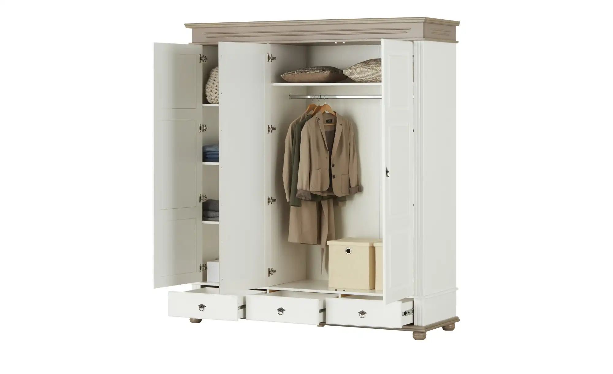 Thumbnail - Drehtürenschrank Massivholz Fehmarn ¦ weiß ¦ Maße (cm): B: 194 H: 220 T: 62.0 Schränke > Kleiderschränke > Drehtürenschr...