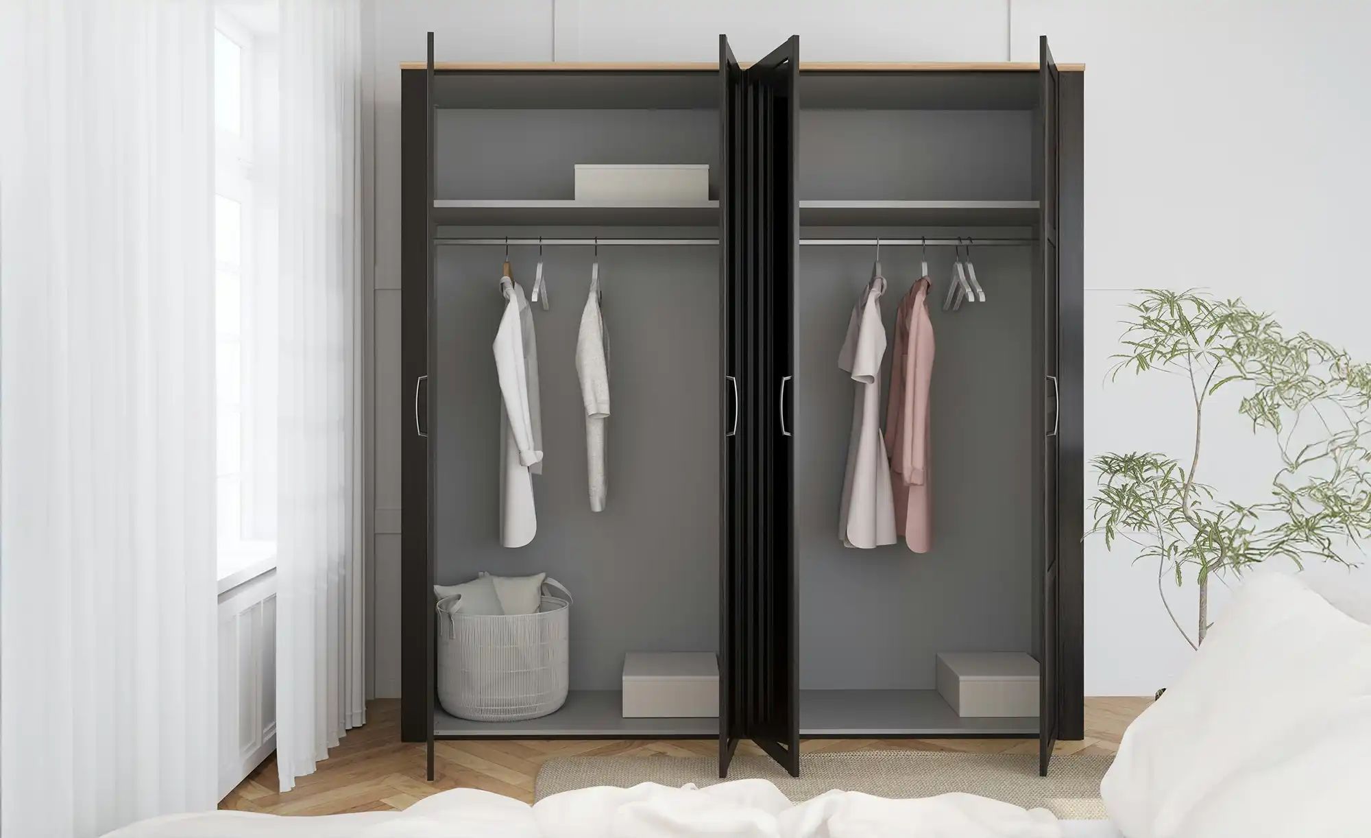 Thumbnail - Drehtürenschrank  Toneo ¦ schwarz ¦ Maße (cm): B: 215 H: 215 T: 60.0 Schränke > Kleiderschränke > Drehtürenschränke - Hö...