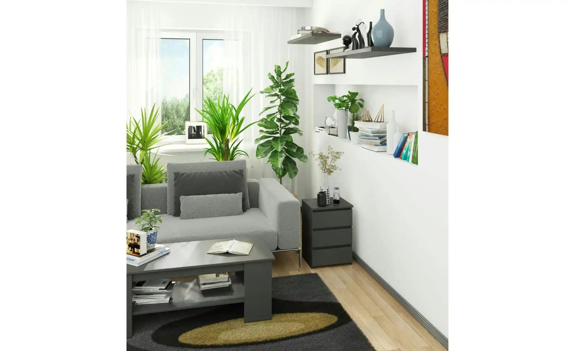 Nachttisch mit 3 Schubladen Carlo ¦ grau ¦ Maße (cm): B: 40 H: 57 Tische > günstig online kaufen